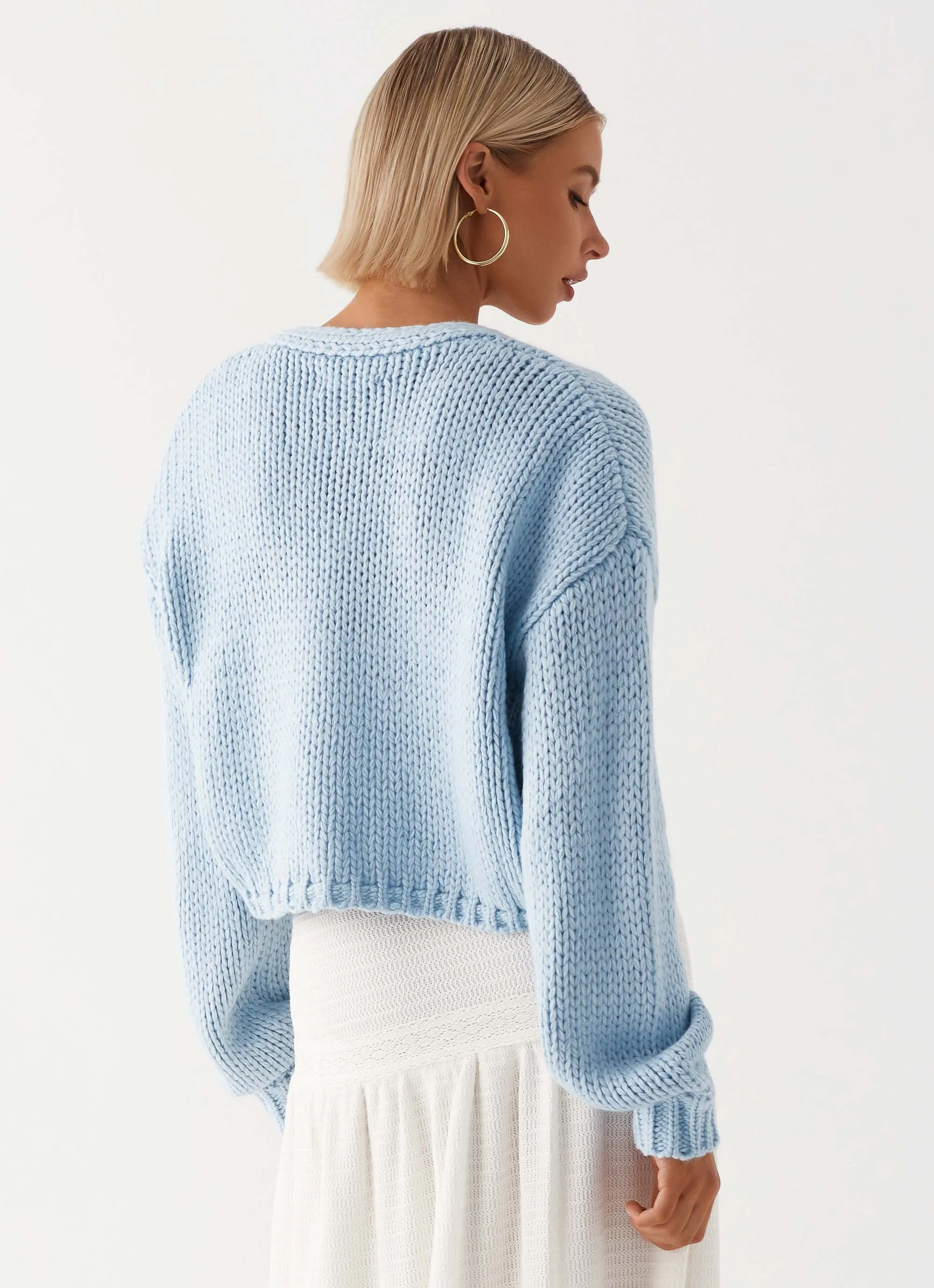 SoftTouchFinish Jasleen Knit Cardigan - Blue