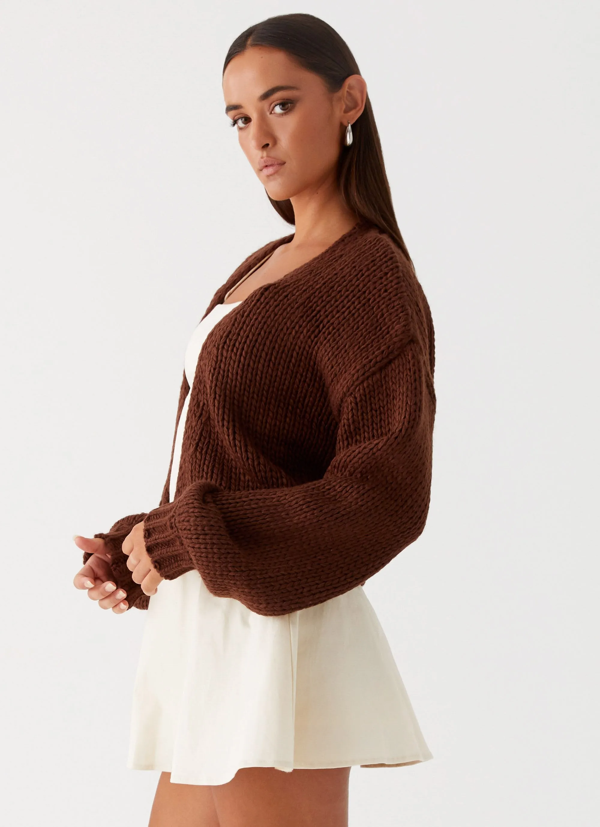 Quick Dry Technology Jasleen Knit Cardigan - Brown