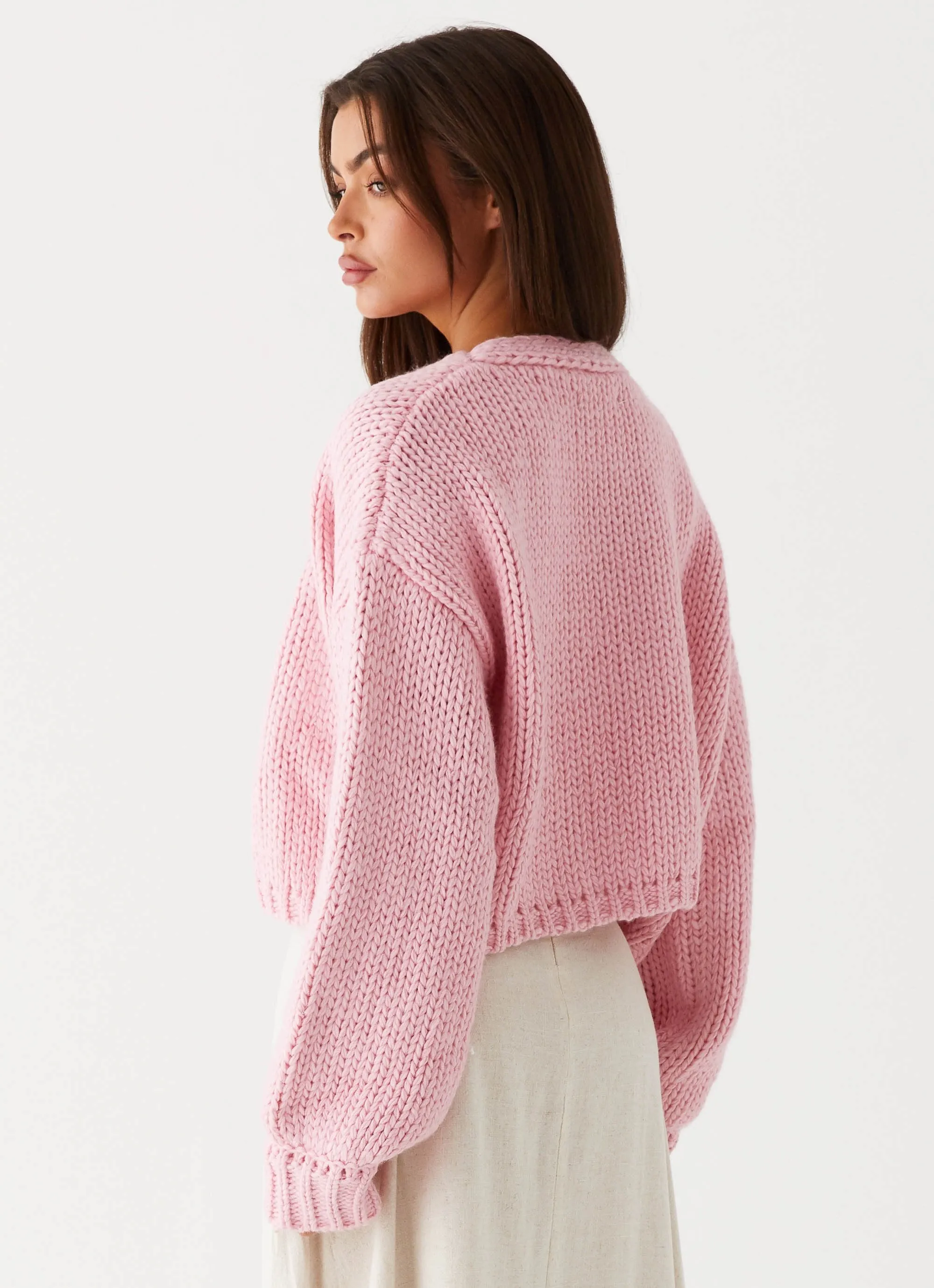 AdvancedAirflowChannels Soft Cotton Jasleen Knit Cardigan - Pink