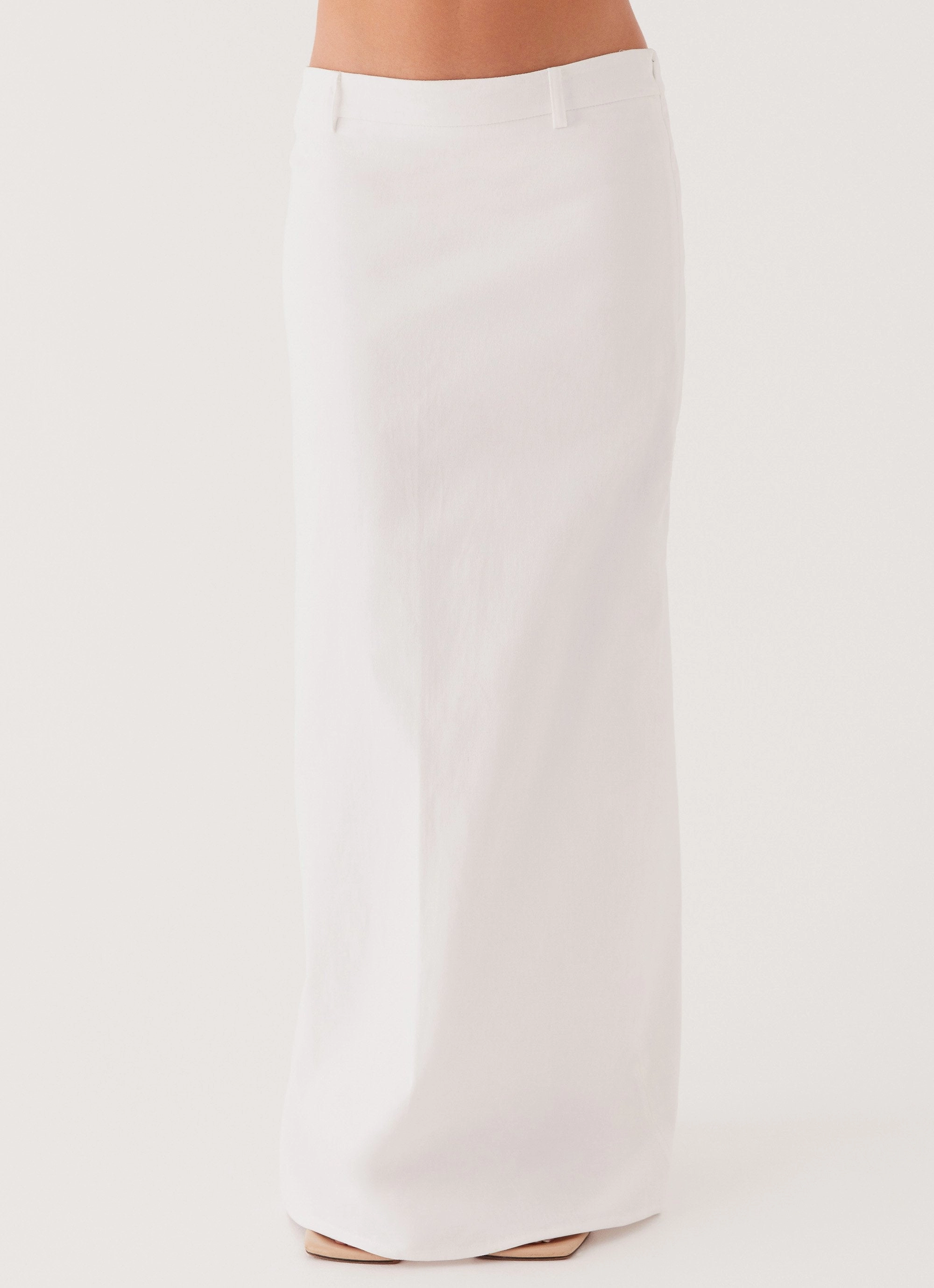 Jaslyn Maxi Skirt - White Pleated Construction Luxury Feel