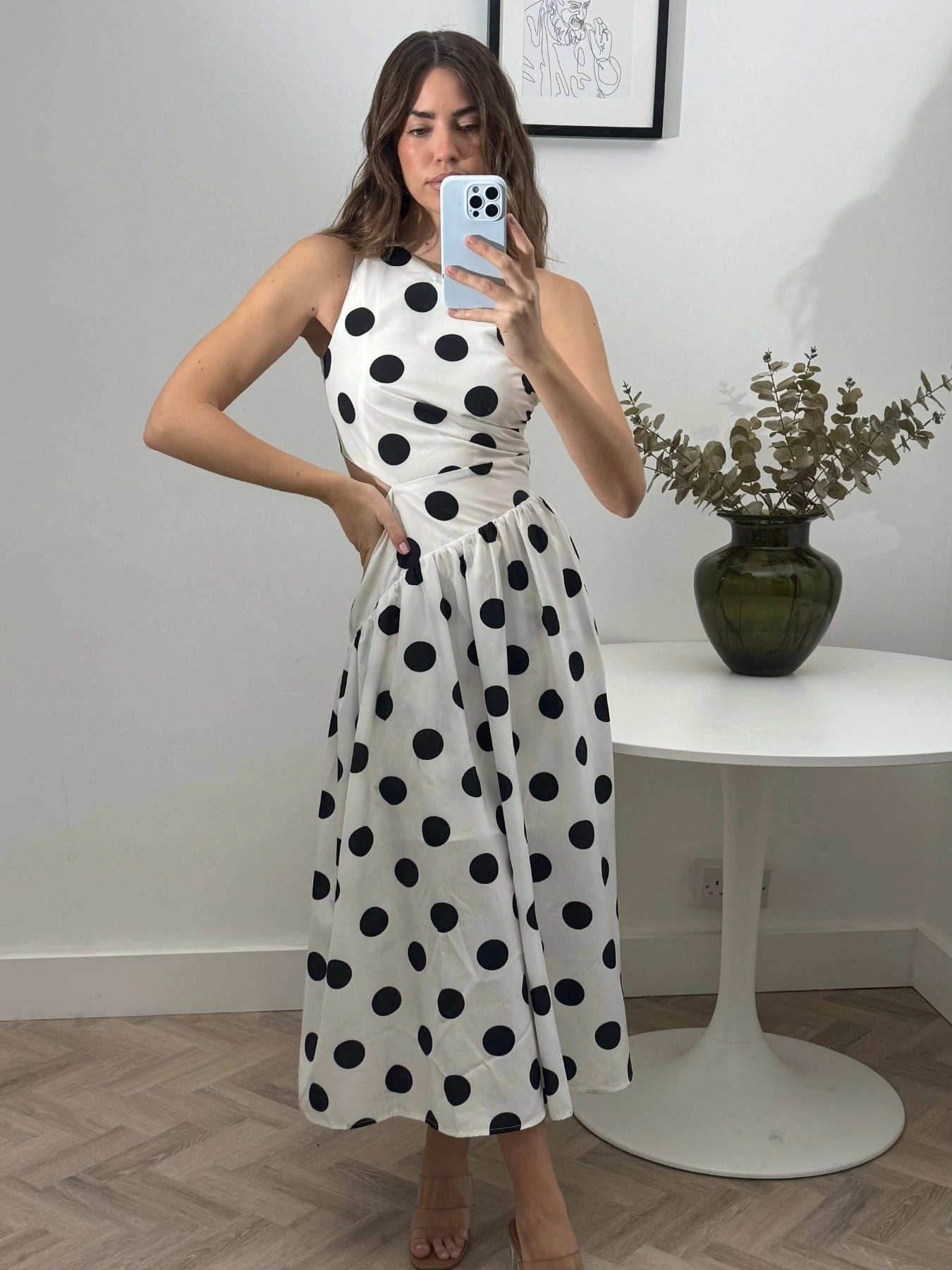 Jasmine Cut Out One Shoulder Dress in Mono Sharp Detail Midnight Mood