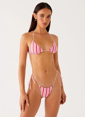 Jaspa Bikini Top - Pink Stripe Seaside Holiday Moisture Wicking Lining