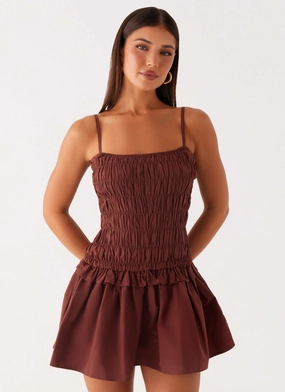 Simple Elegance Jaxi Mini Dress - Chocolate