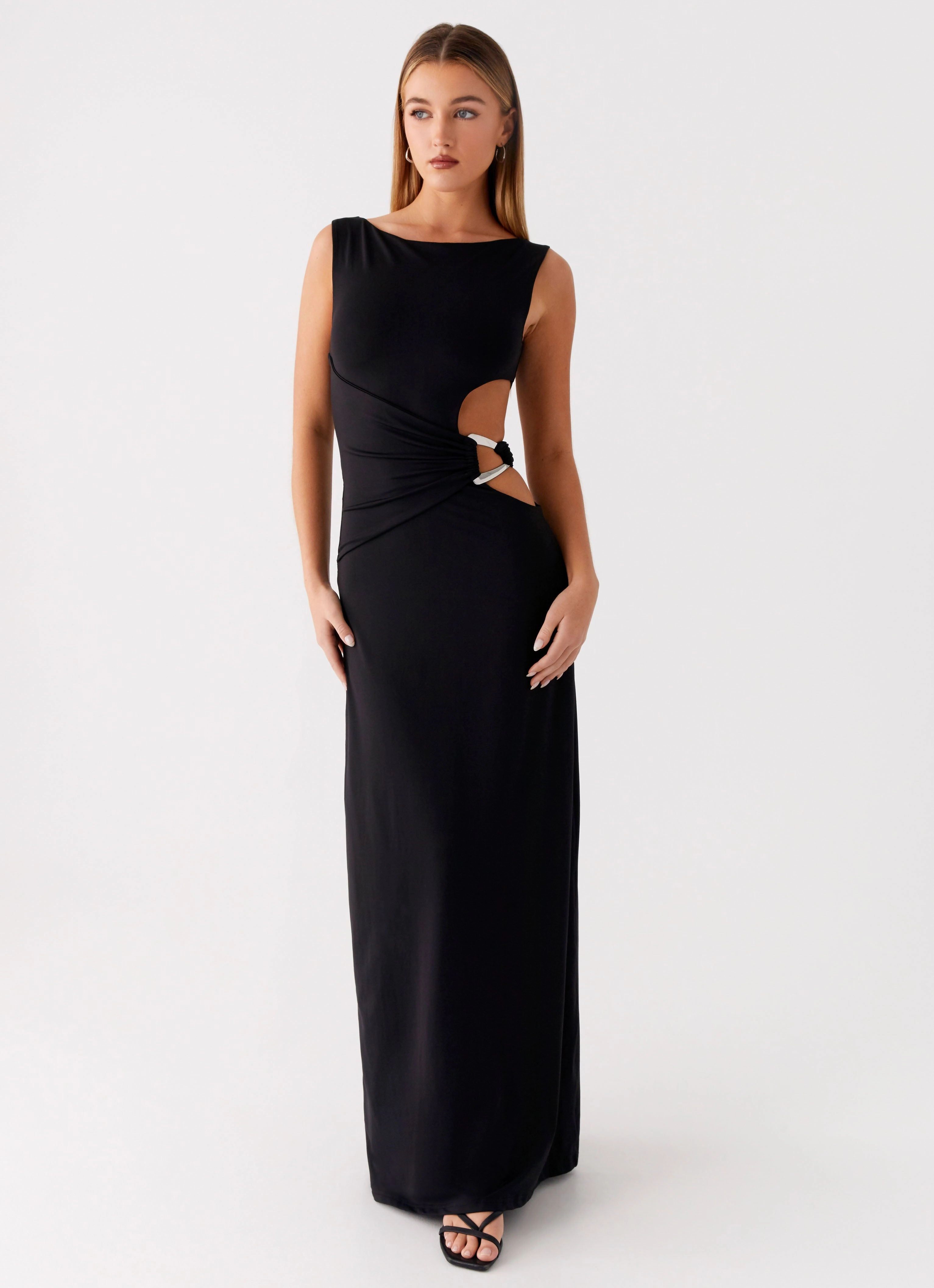 Jayana Maxi Dress - Black Soft Shape Sophisticated Waist