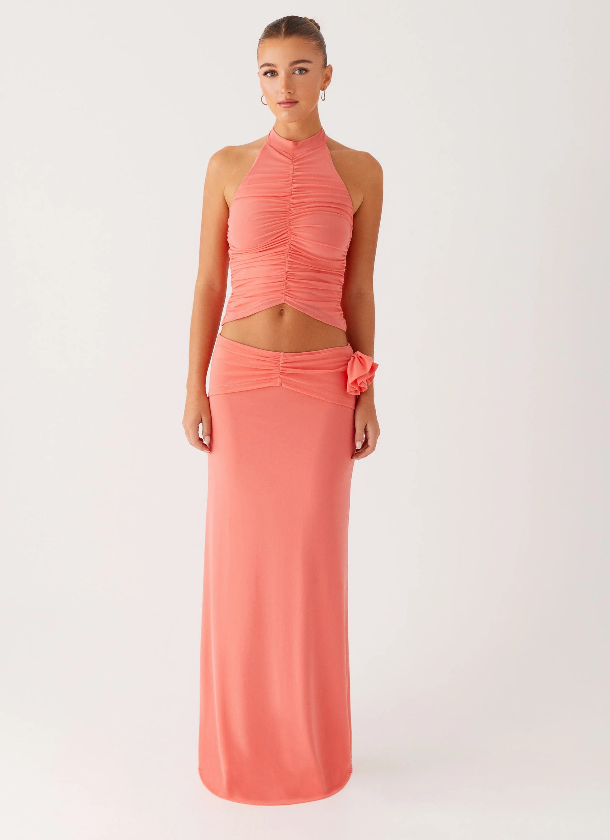 Layered Panel Design Jayce Halter Top - Salmon