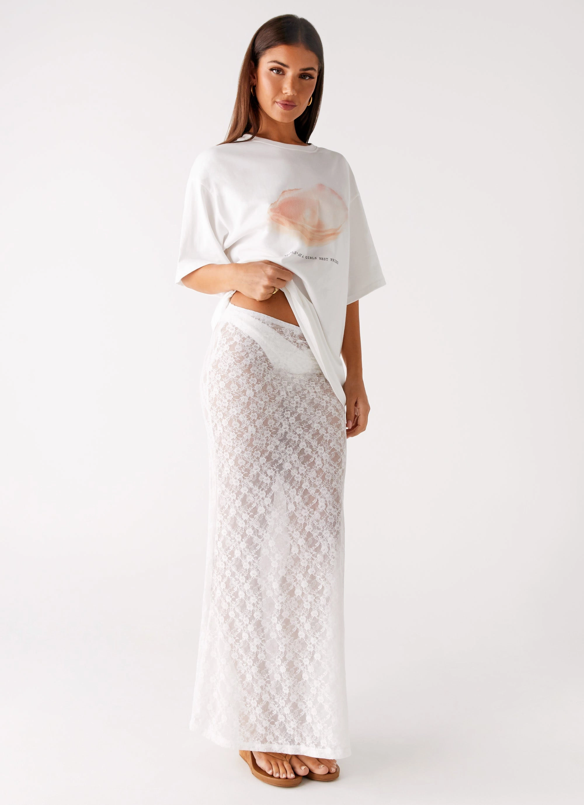 Jaz Lace Maxi Skirt - White Quick Wear