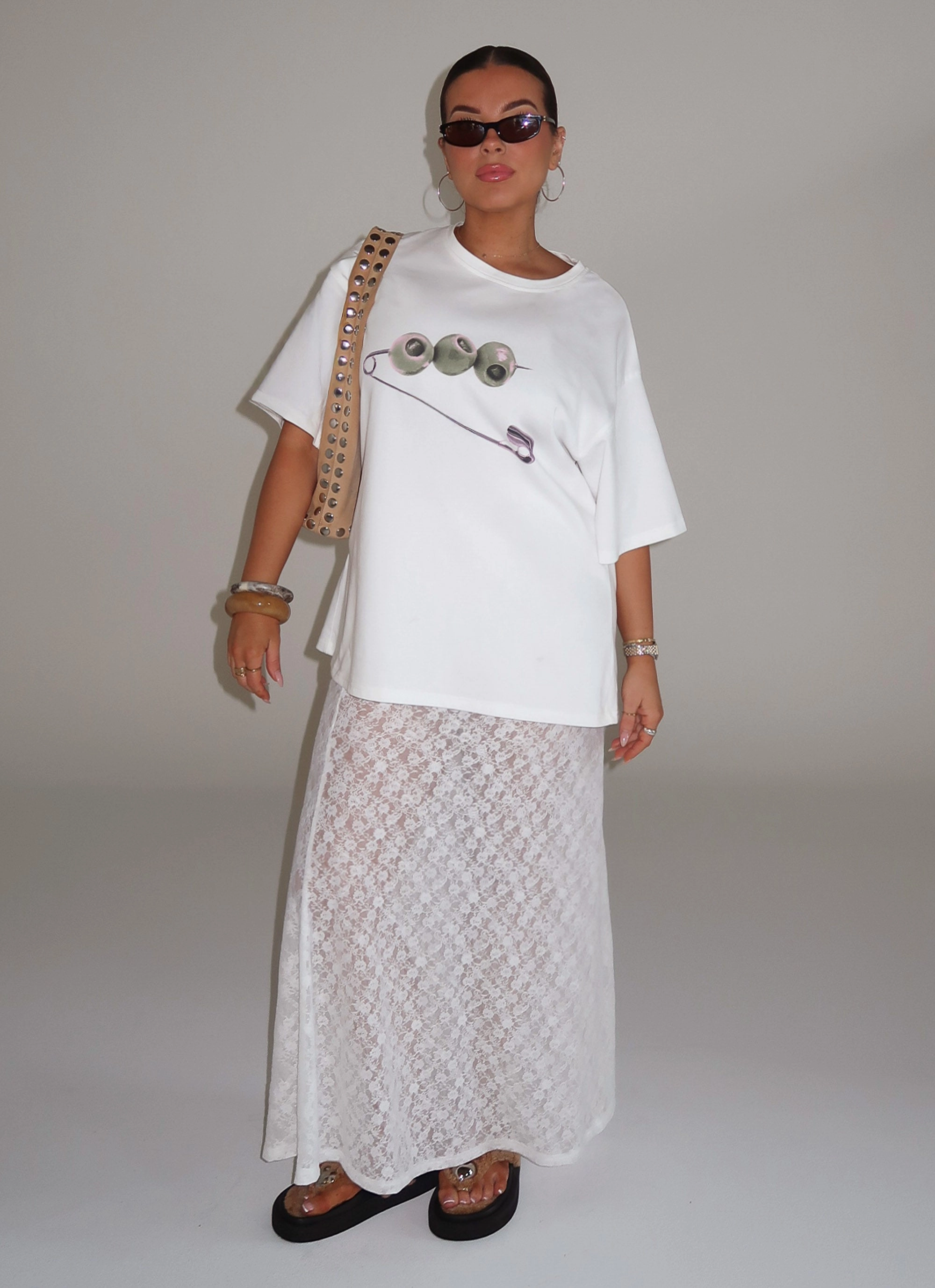 NonRestrictiveFit Tagless label Jaz Lace Maxi Skirt - White