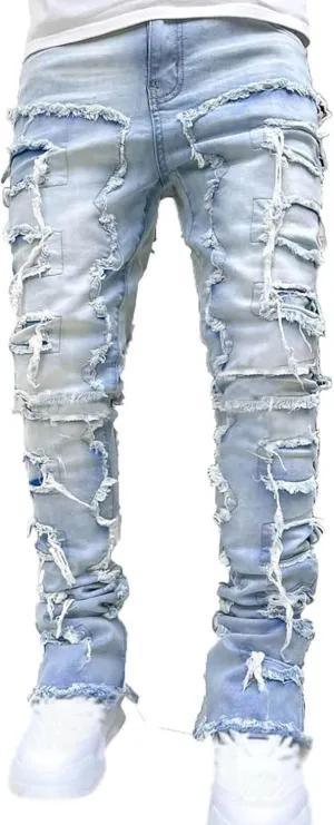 Jeans for Men Slim Fit Men's Slim Fit Stretch Jeans Ripped Skinny Jeans for Men, Distressed Straight Leg Fashion