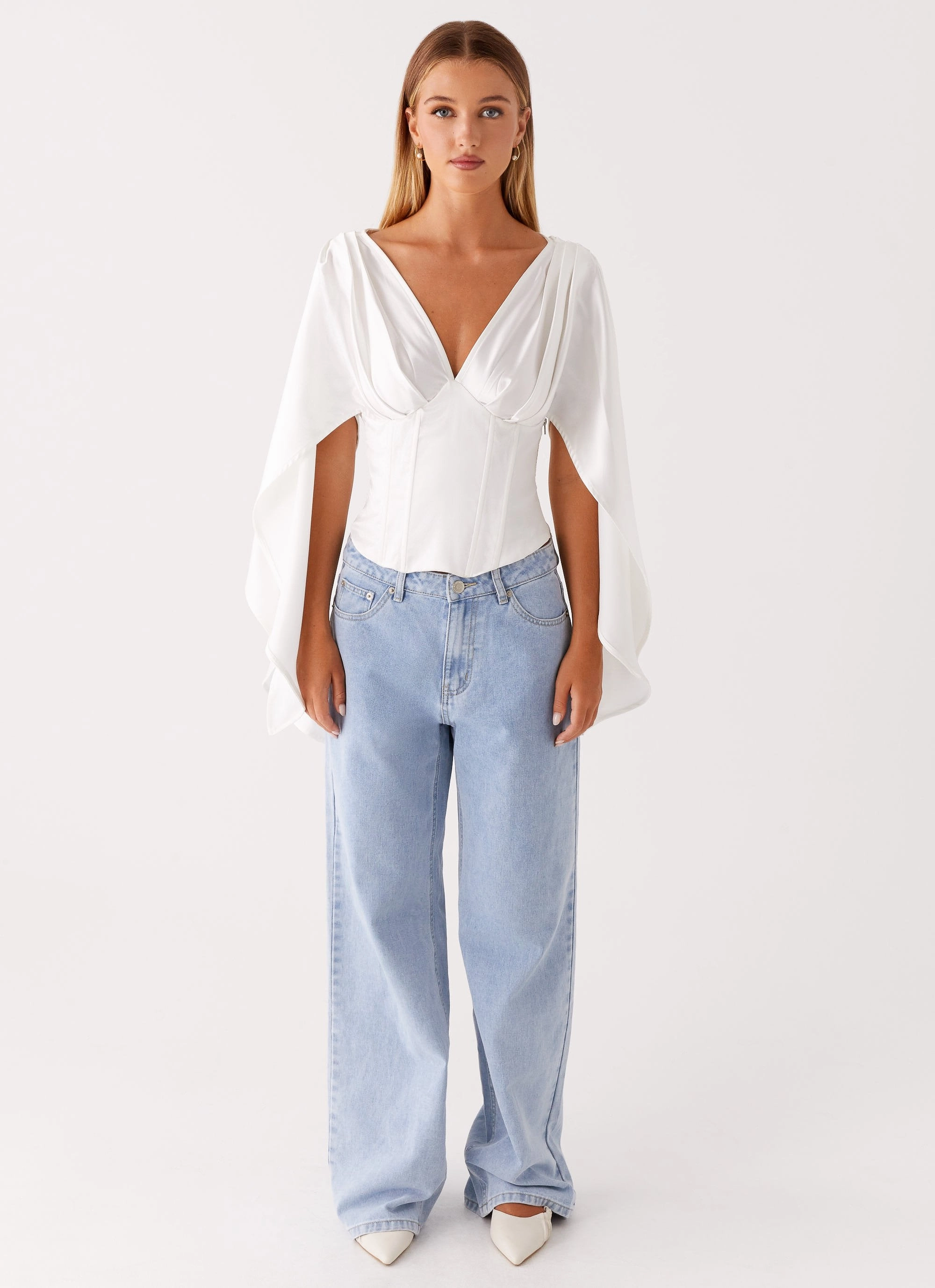 Machine Washable Fabric Jennifer Long Sleeve Corset - Ivory