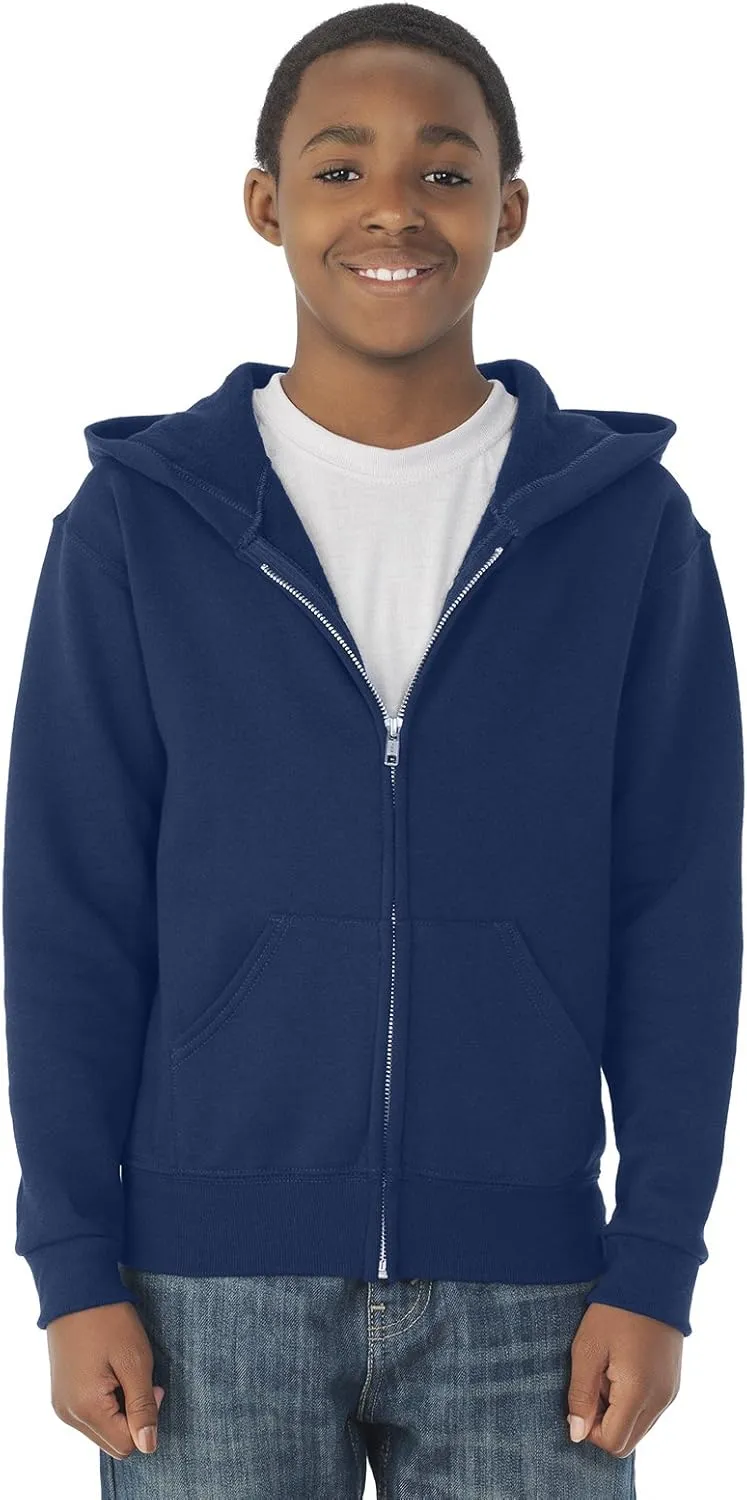 Jerzees boys Fleece Sweatshirts, Hoodies & Sweatpants Hooded Sweatshirt, Full Zip - Navy, Large US