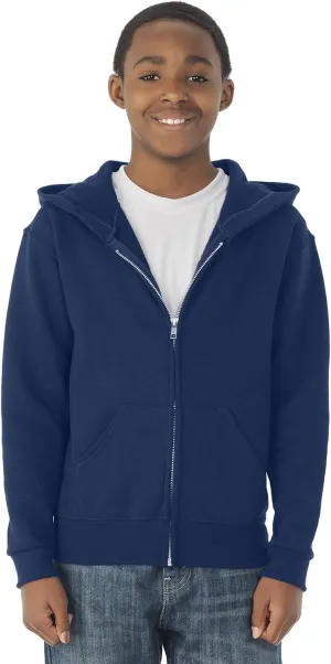 Jerzees boys Fleece Sweatshirts, Hoodies & Sweatpants Hooded Sweatshirt, Full Zip - Navy, Large US