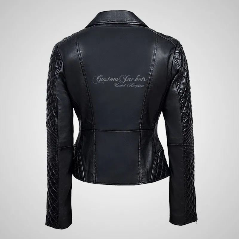 JESSIE Ladies Biker Leather Jacket Casual Leather Jacket
