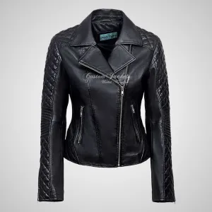 JESSIE Ladies Biker Leather Jacket Casual Leather Jacket