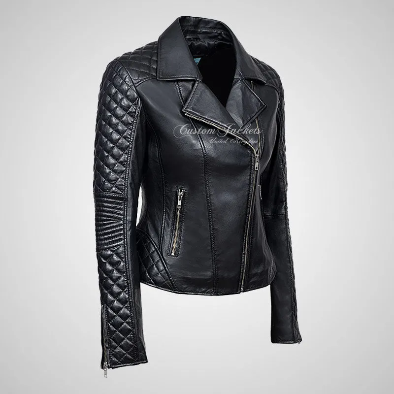 JESSIE Ladies Biker Leather Jacket Casual Leather Jacket