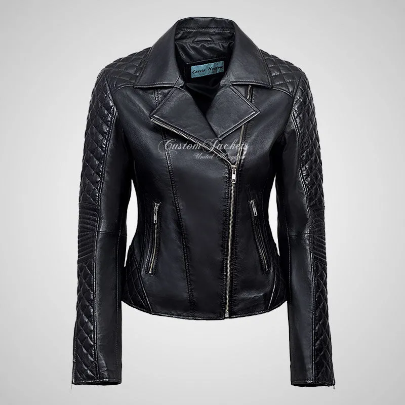 JESSIE Ladies Biker Leather Jacket Casual Leather Jacket