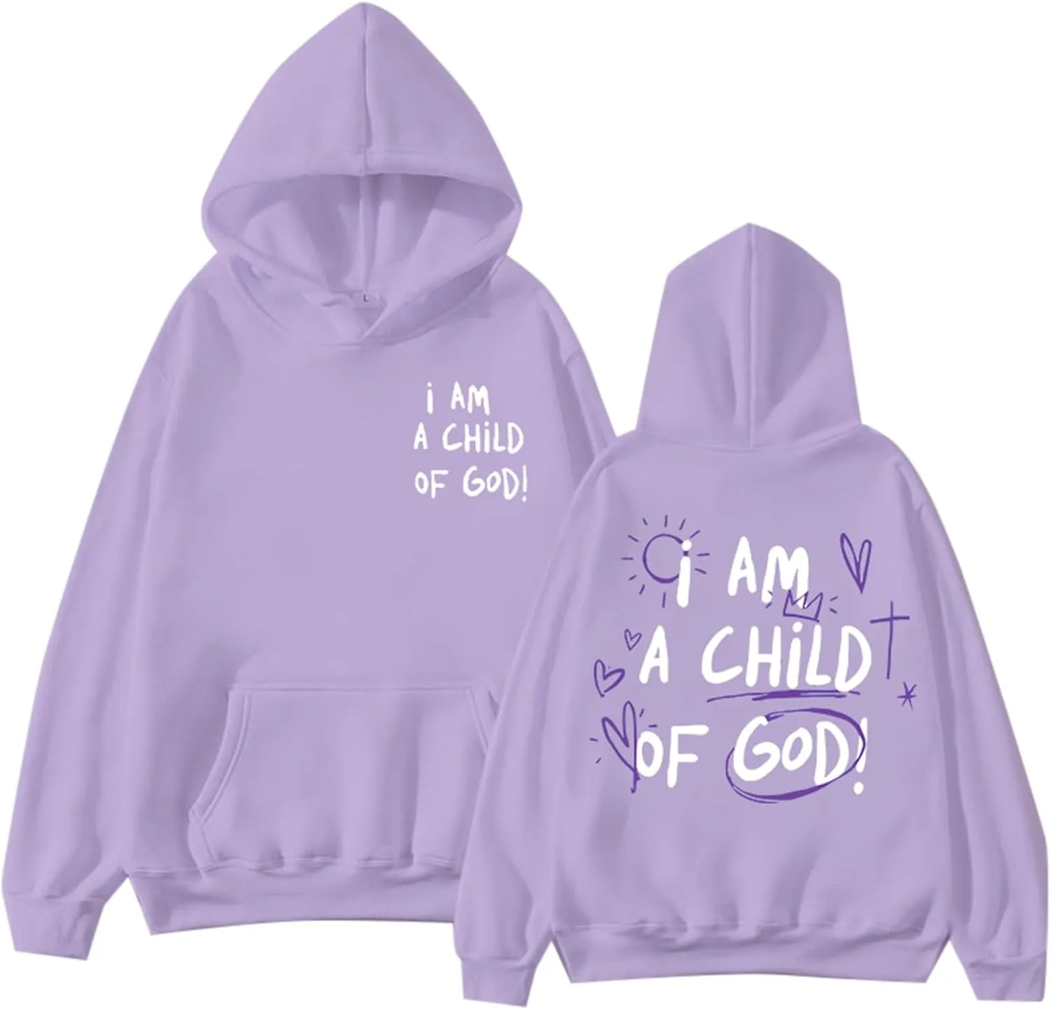Jesus Hoodies for Women Teen Girls I AM A Child of GOD Graphic Oversized Long Sleeve Christian Sweatshirts Trendy Y2K Sweater