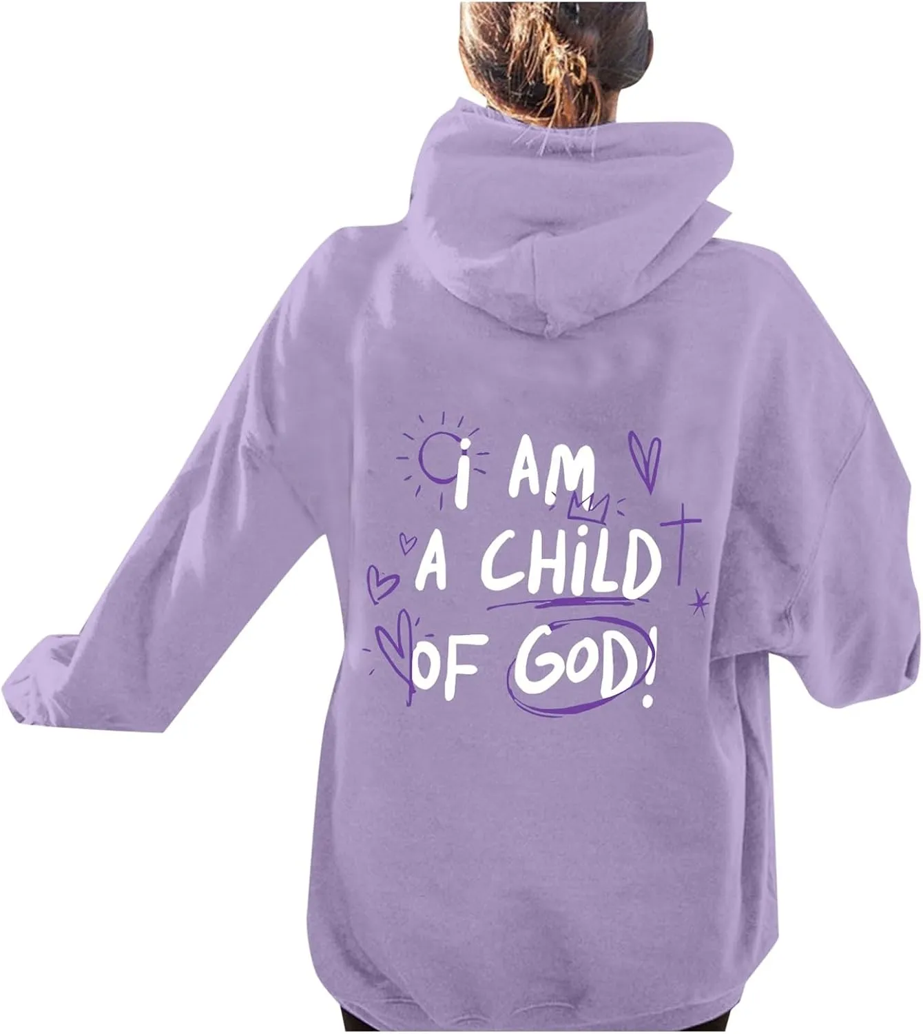 Jesus Hoodies for Women Teen Girls I AM A Child of GOD Graphic Oversized Long Sleeve Christian Sweatshirts Trendy Y2K Sweater