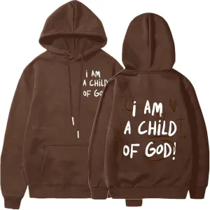 Jesus Hoodies for Women Teen Girls I AM A Child of GOD Graphic Oversized Long Sleeve Christian Sweatshirts Trendy Y2K Sweater