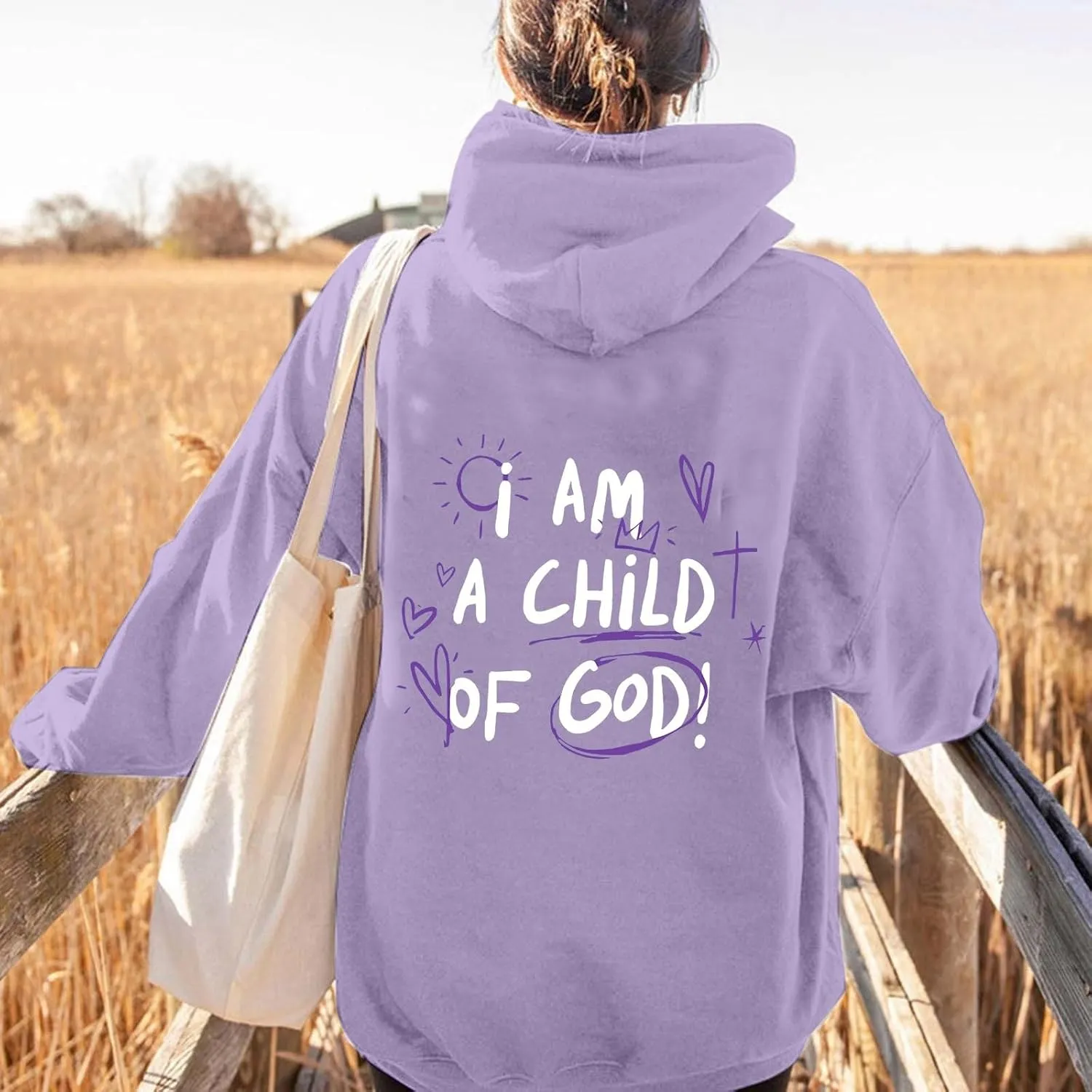 Jesus Hoodies for Women Teen Girls I AM A Child of GOD Graphic Oversized Long Sleeve Christian Sweatshirts Trendy Y2K Sweater