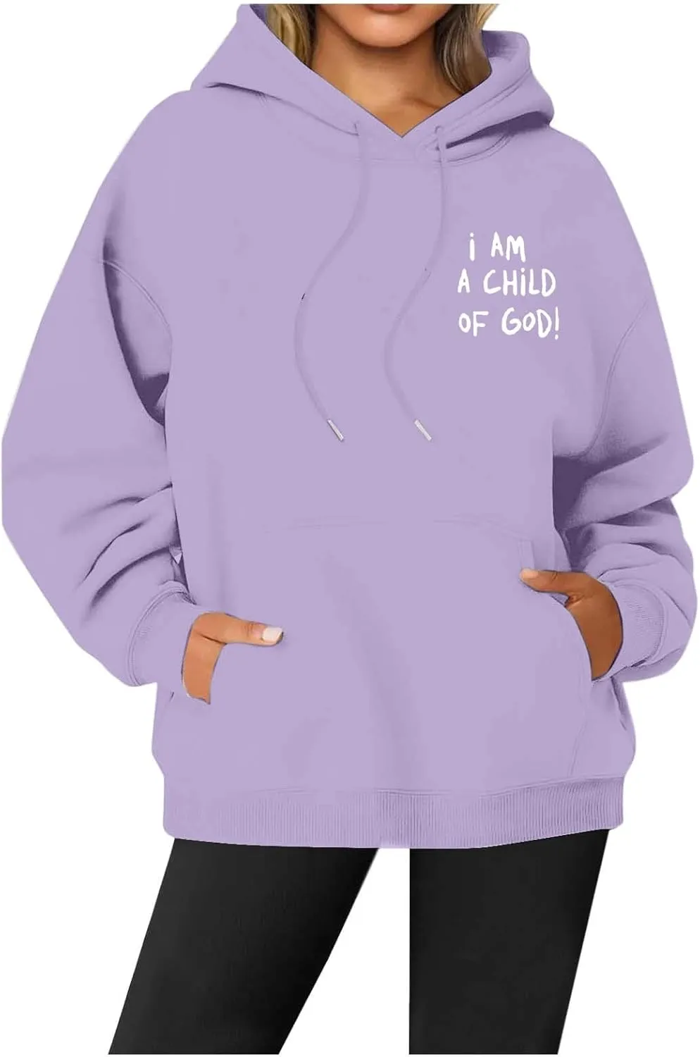 Jesus Hoodies for Women Teen Girls I AM A Child of GOD Graphic Oversized Long Sleeve Christian Sweatshirts Trendy Y2K Sweater