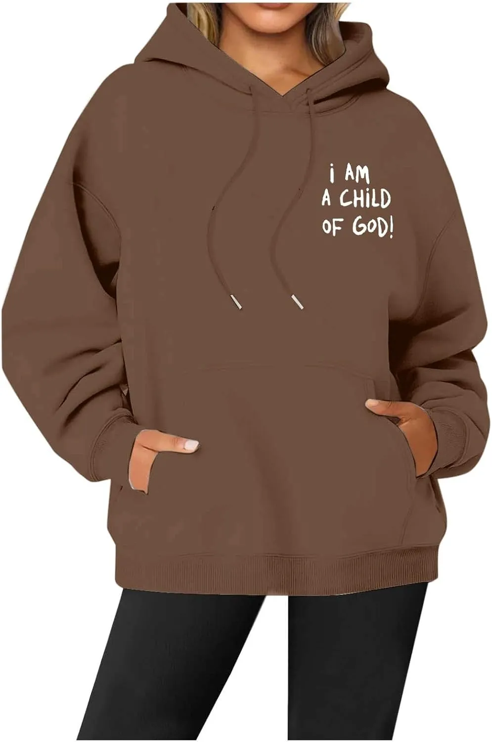 Jesus Hoodies for Women Teen Girls I AM A Child of GOD Graphic Oversized Long Sleeve Christian Sweatshirts Trendy Y2K Sweater