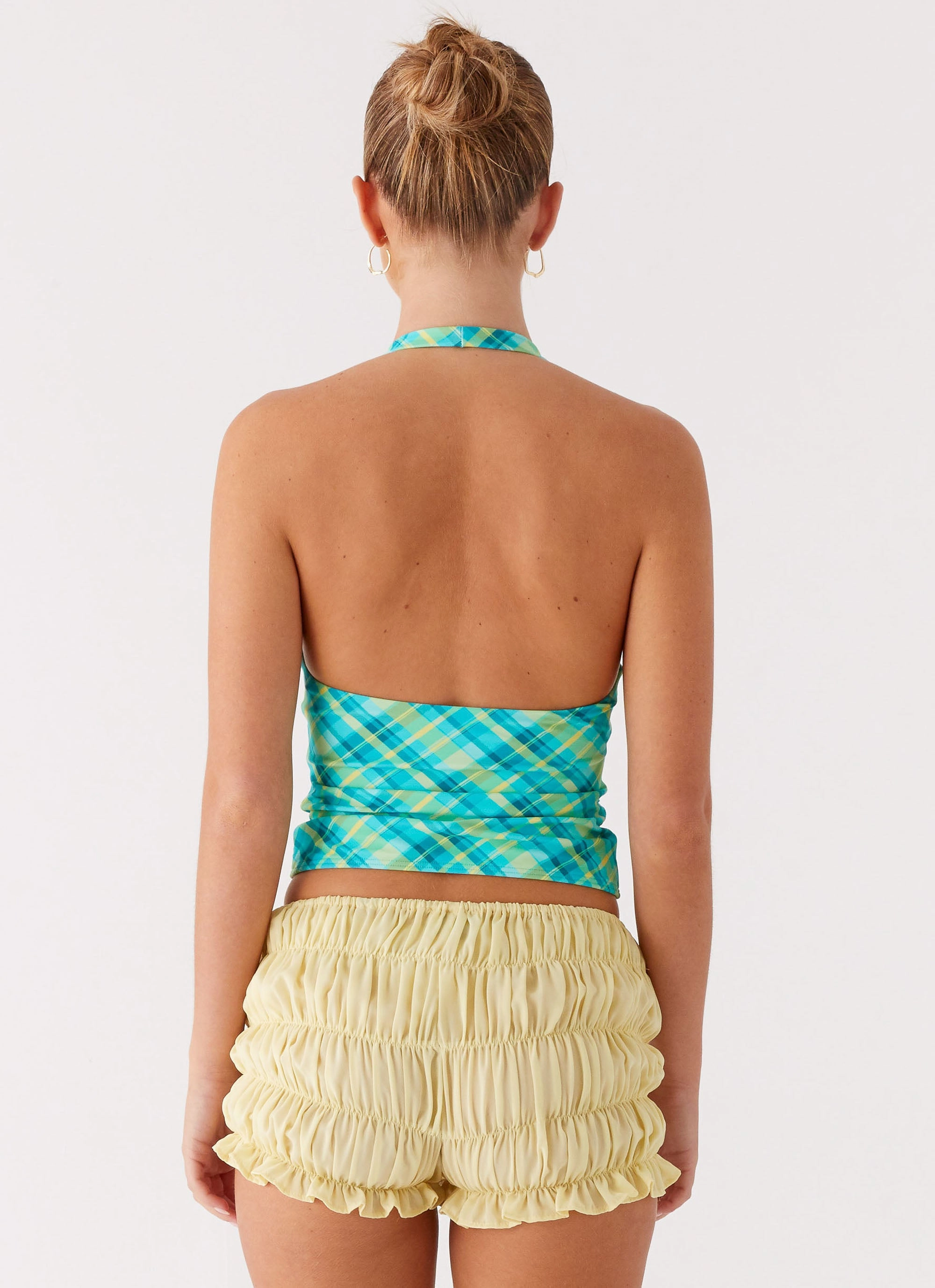 Eco Friendly Blend Jetsetter Halter Top - Green Check