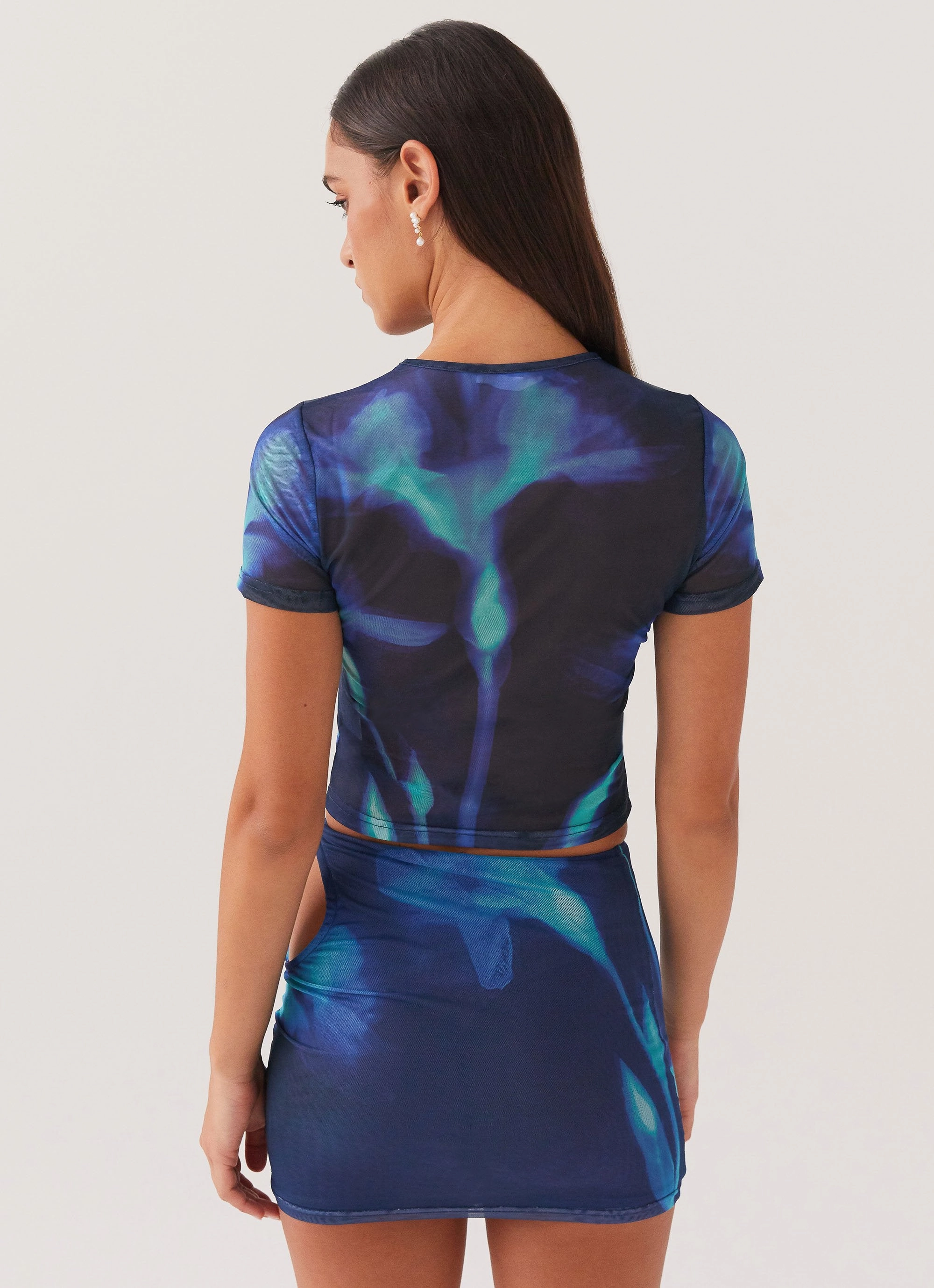 Trend Ready Planet Love Mesh Mini Skirt - Cyber Rose