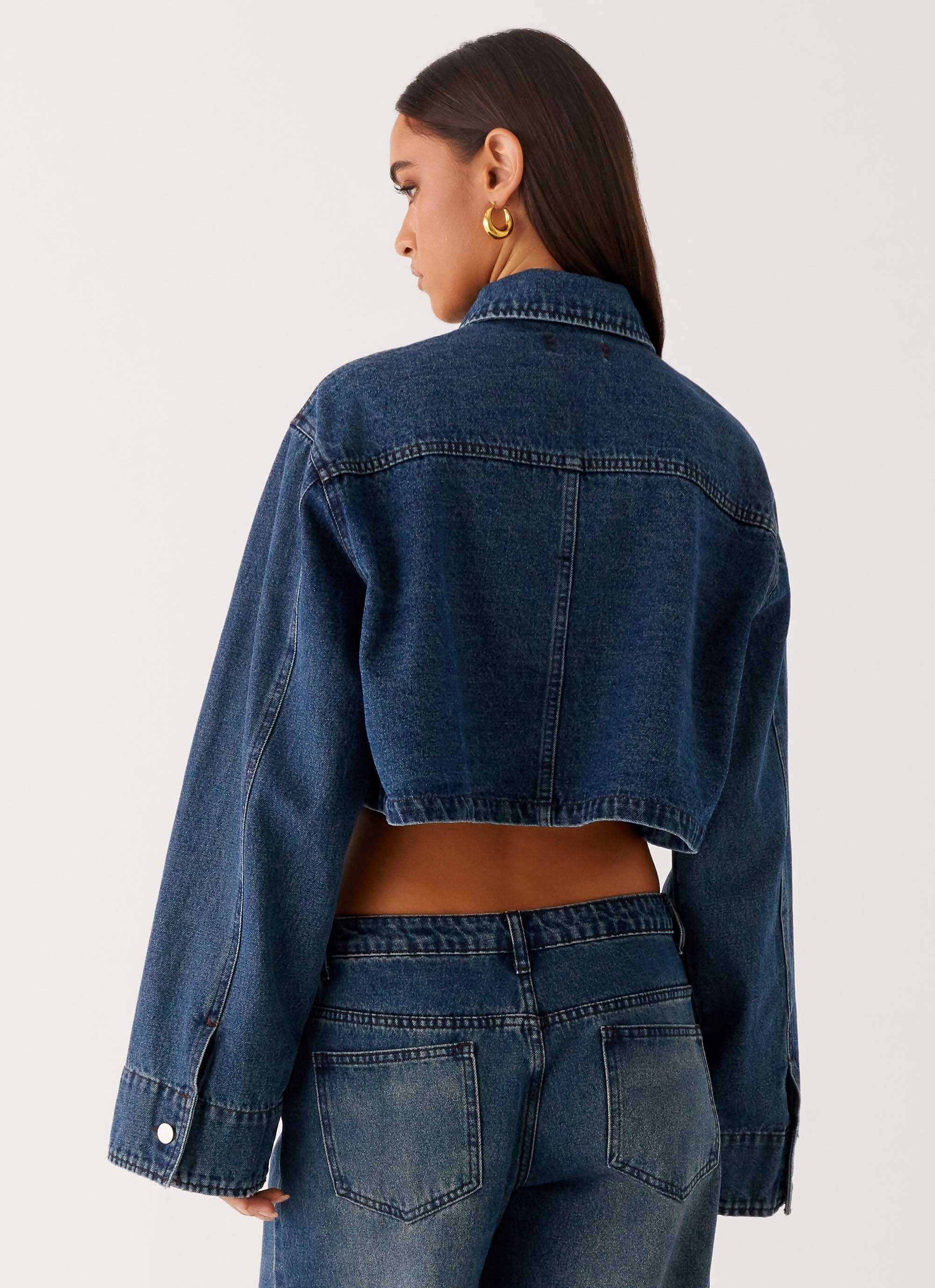 Neutral Tones Joan Cropped Denim Jacket - Indigo