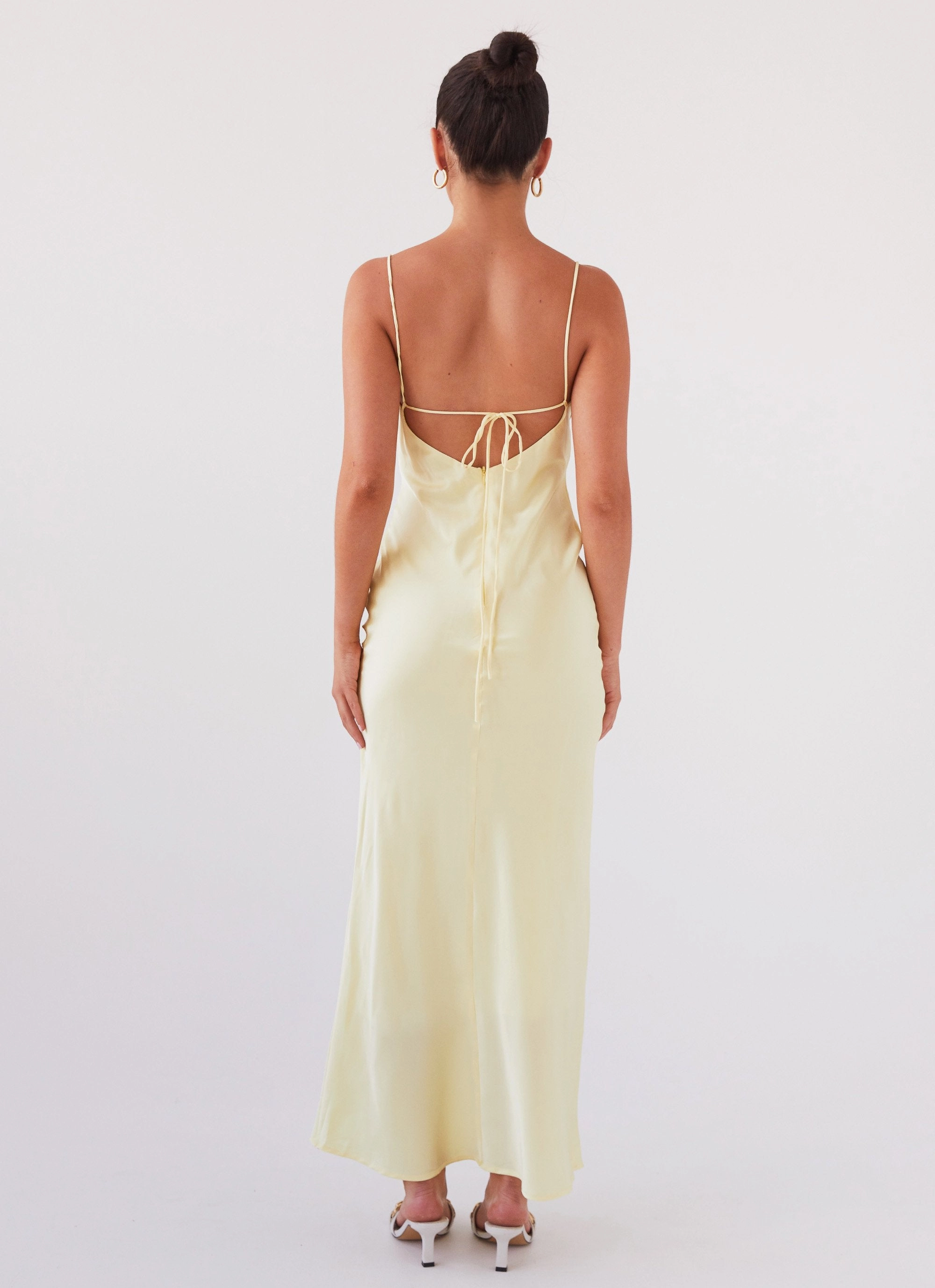 All weather Trend Appeal Joanna Satin Maxi Dress - Lemon