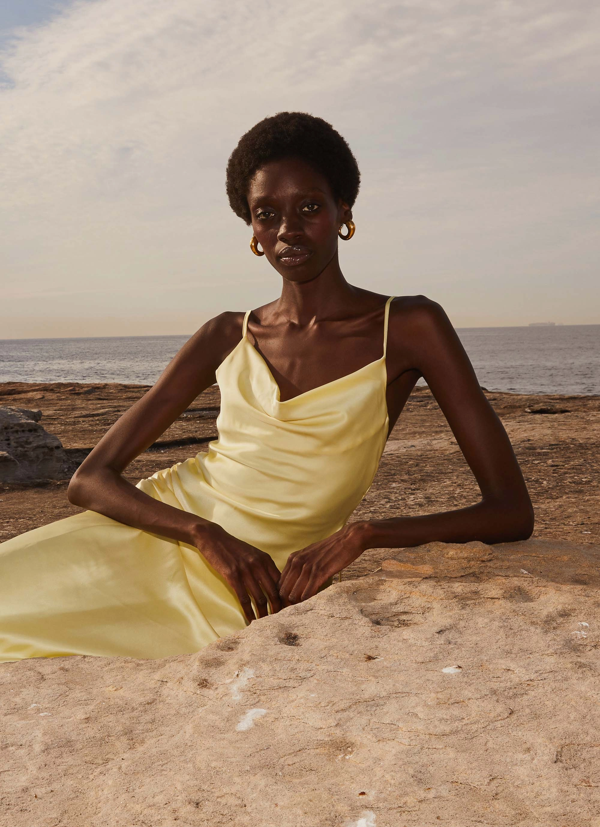 Joanna Satin Maxi Dress - Lemon Polished Wear Versatile and Comfortable