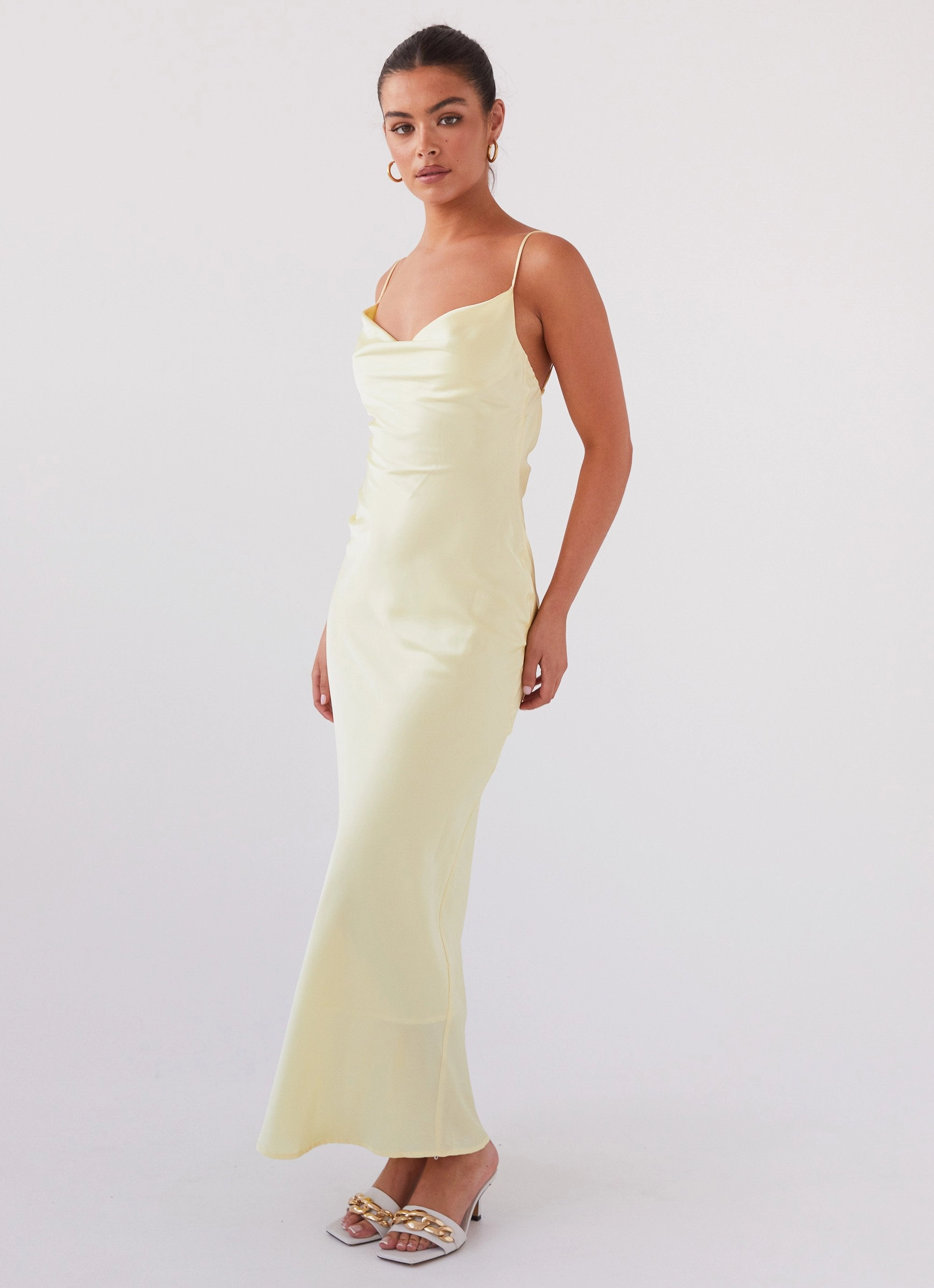 Classic Movement Joanna Satin Maxi Dress - Lemon