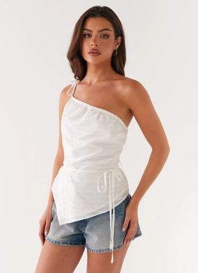 Ultrasoft Inner Lining StretchComfortDesign Joanne One Shouder Top - White