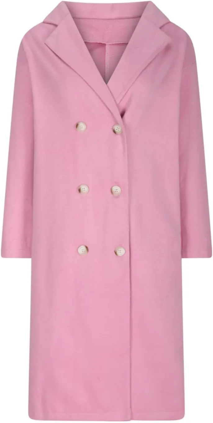 JOAU Women's Winter Wool Coat Elegant Notched Lapel Collar Double Breasted Pea Coats Wool Blend Overcoat Jackets Outerwear