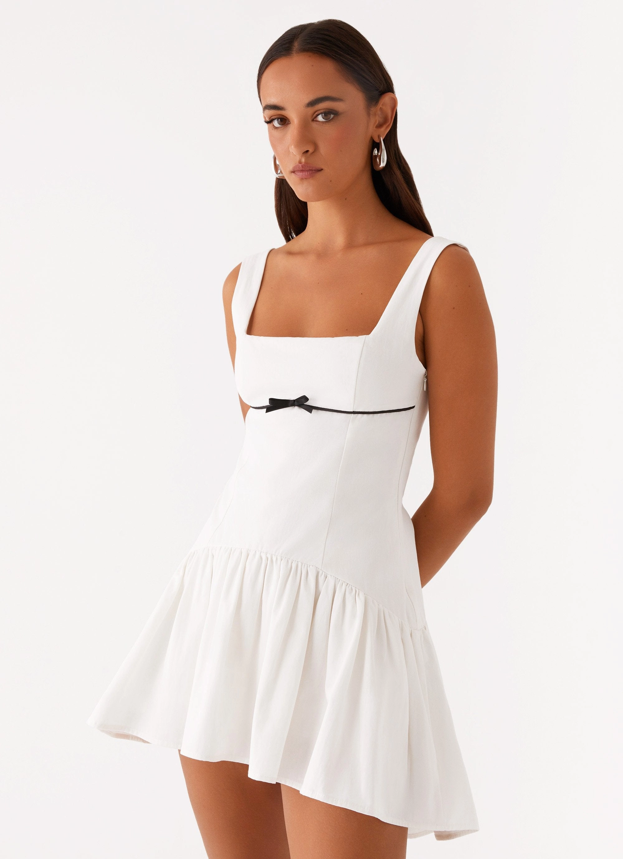 Jolene Mini Dress - White Minimalist-Style Light Fabric