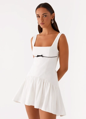 Jolene Mini Dress - White Minimalist-Style Light Fabric