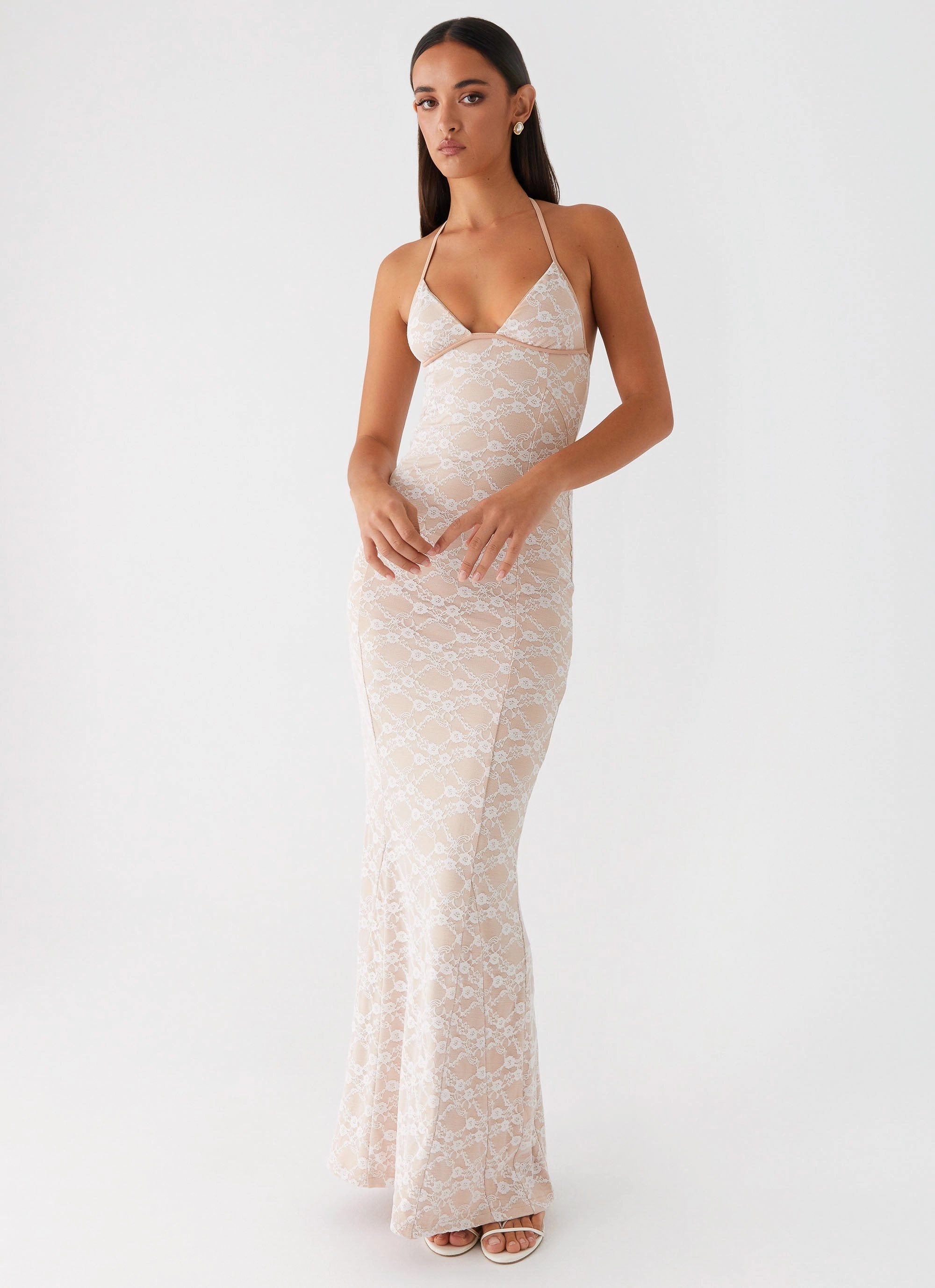Jolina Lace Maxi Dress - White Functional-Design Neutral Tones