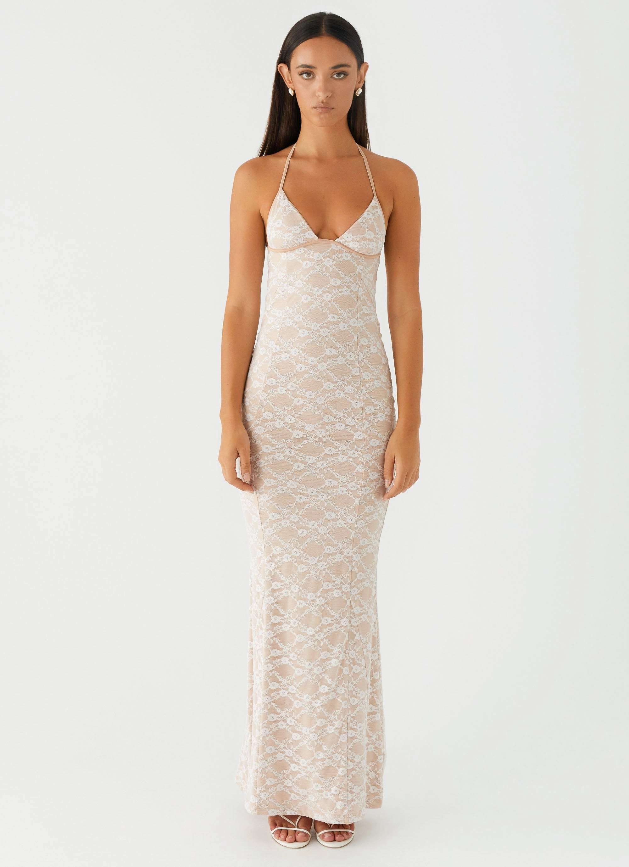 Jolina Lace Maxi Dress - White Smooth Tone PlushLining
