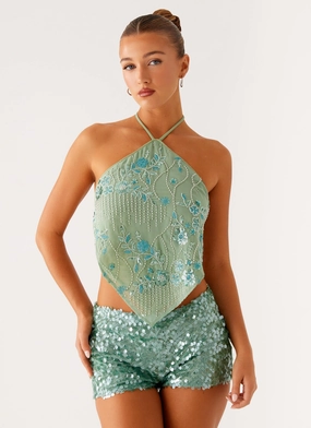 Jonti Halterneck Top - Mint MultiPocket Design