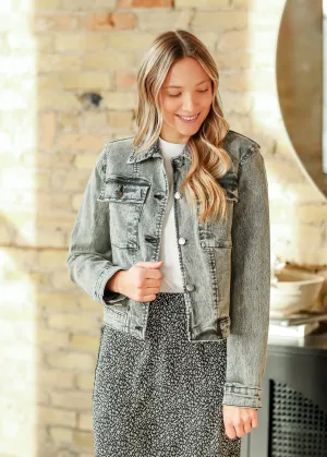 Josalyn Gray Denim Trucker Jacket