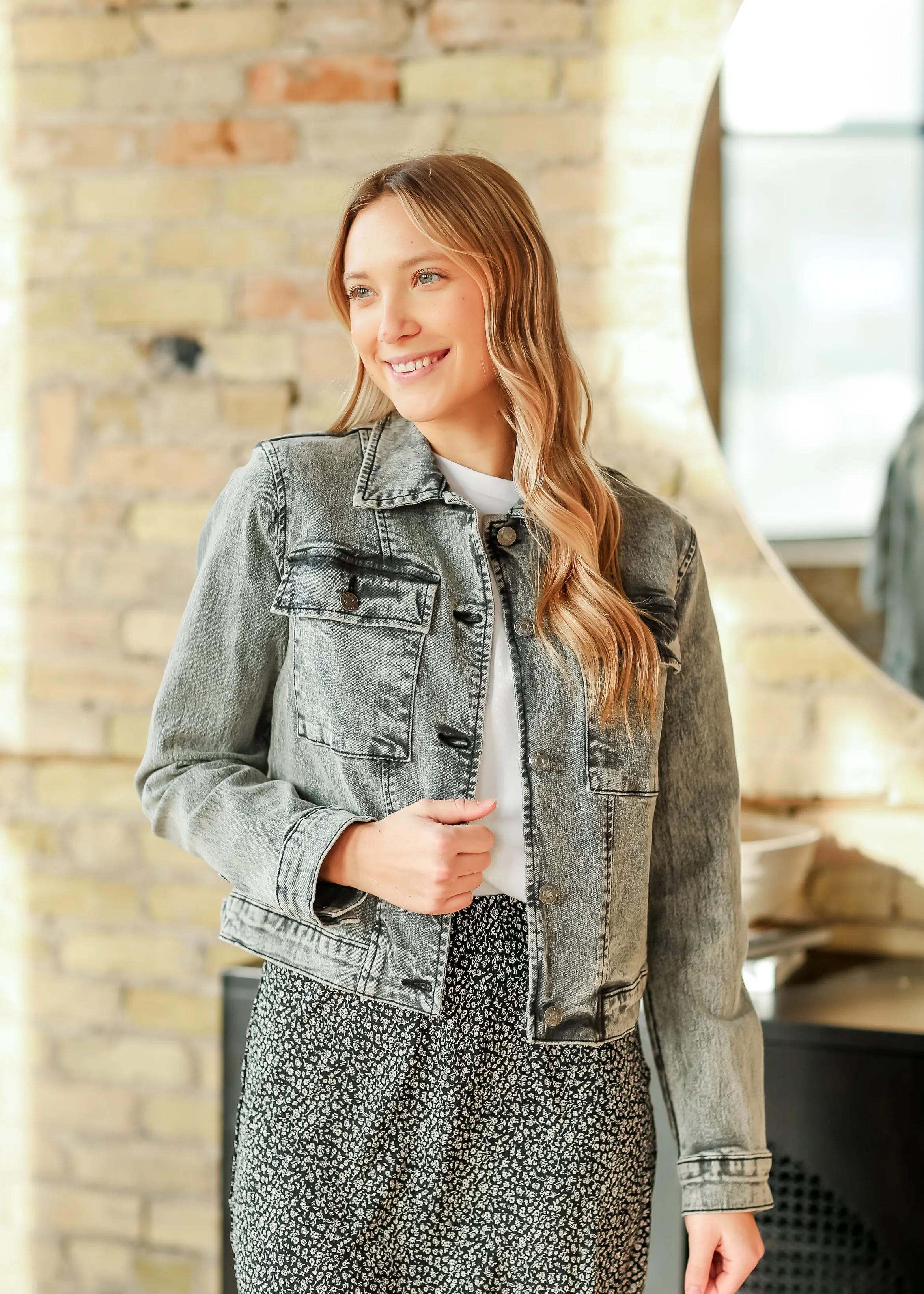 Josalyn Gray Denim Trucker Jacket