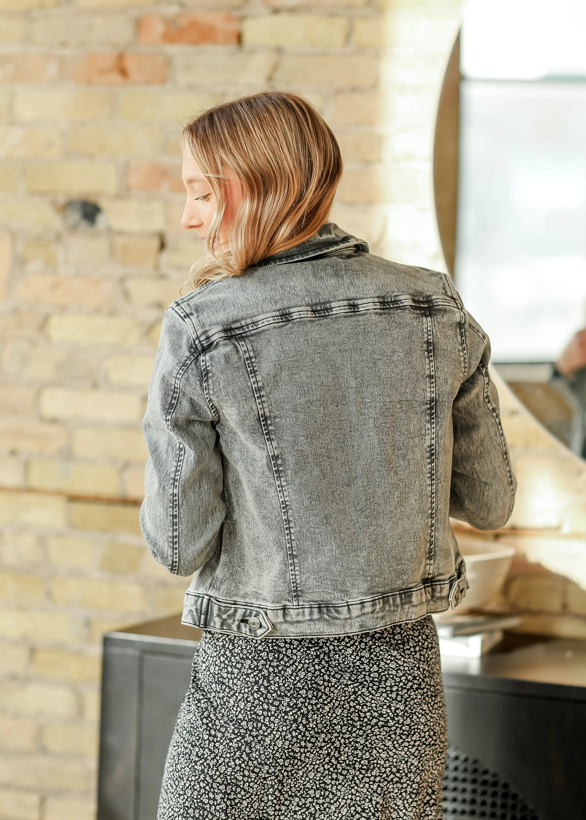 Josalyn Gray Denim Trucker Jacket