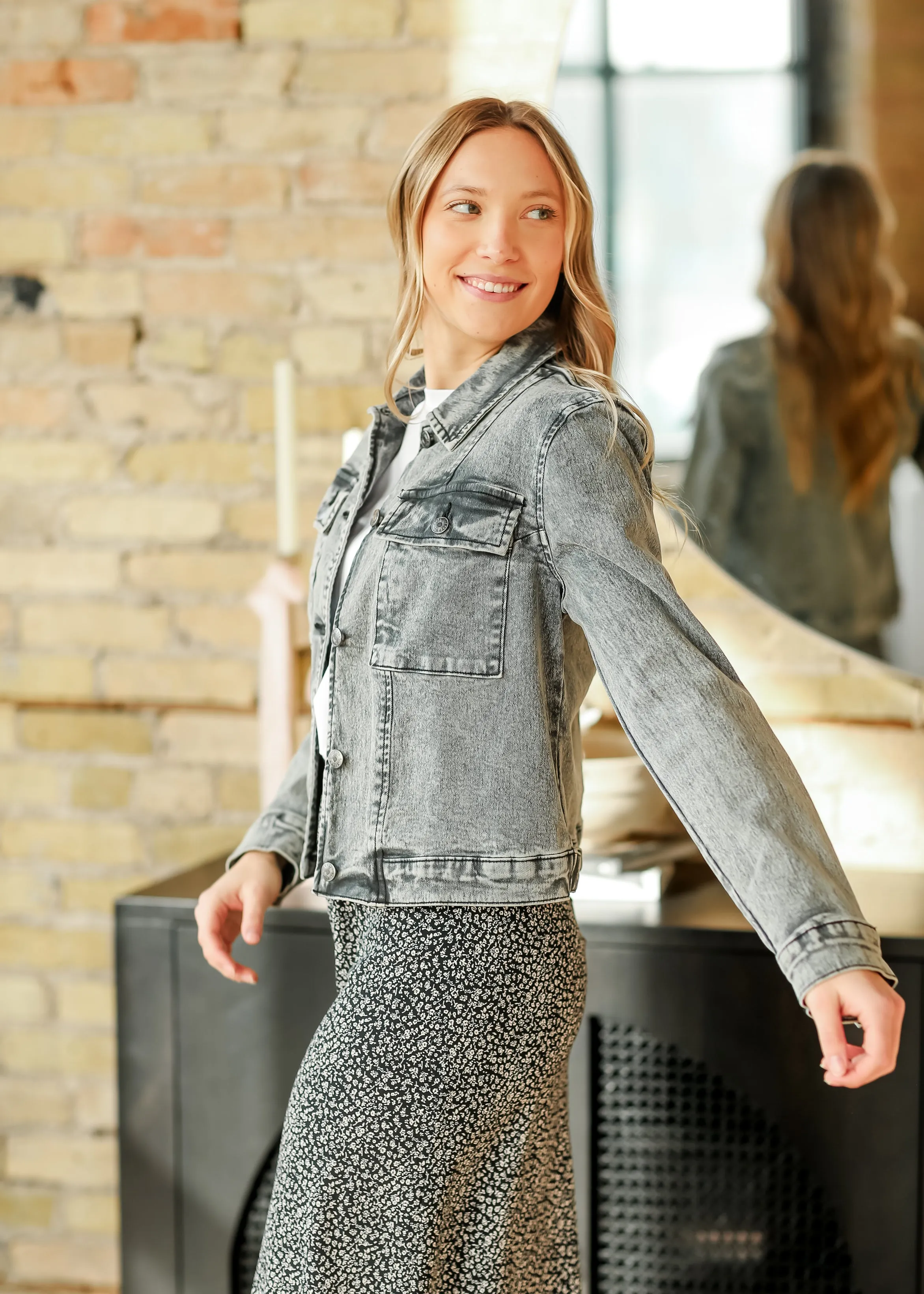 Josalyn Gray Denim Trucker Jacket