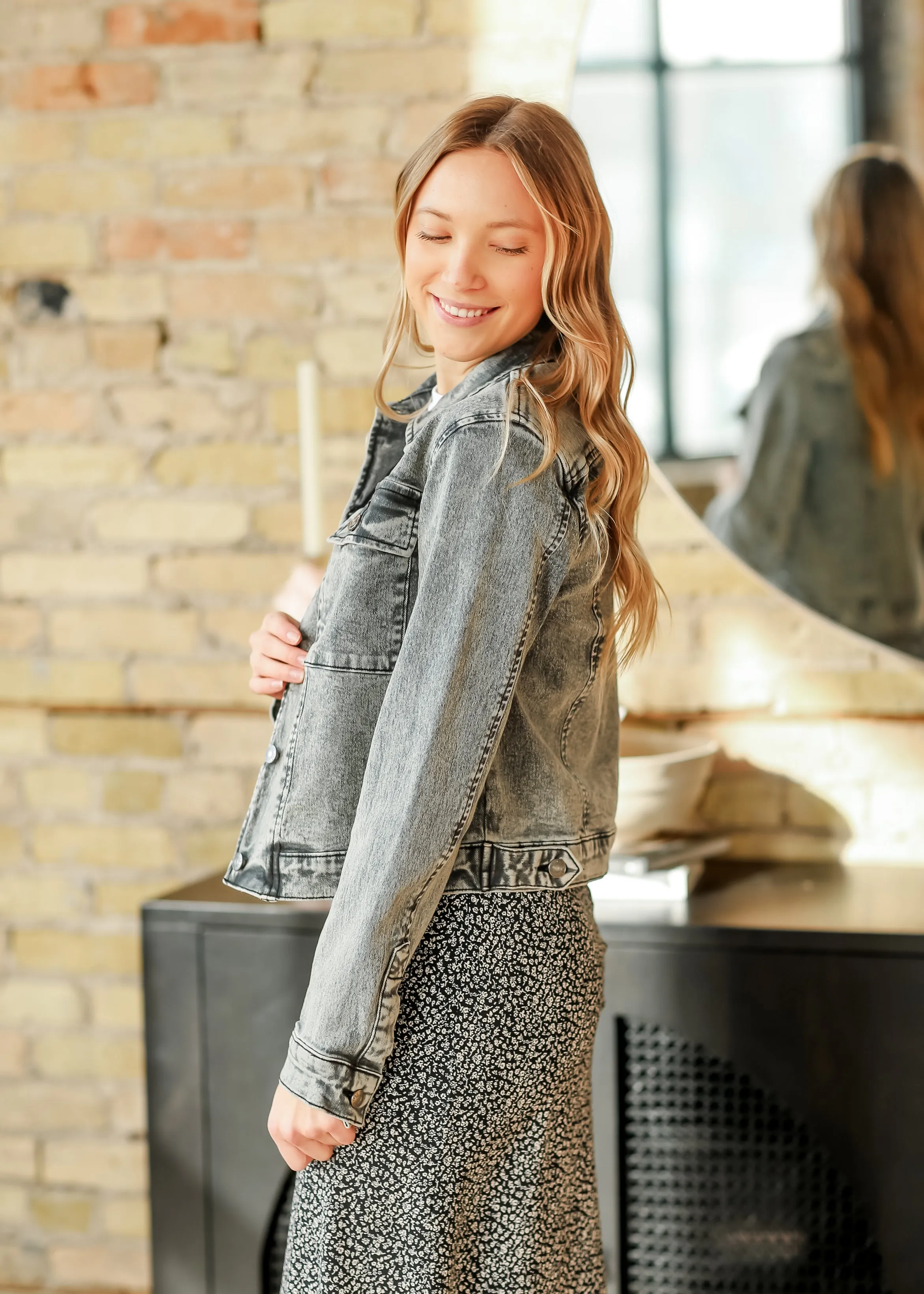 Josalyn Gray Denim Trucker Jacket