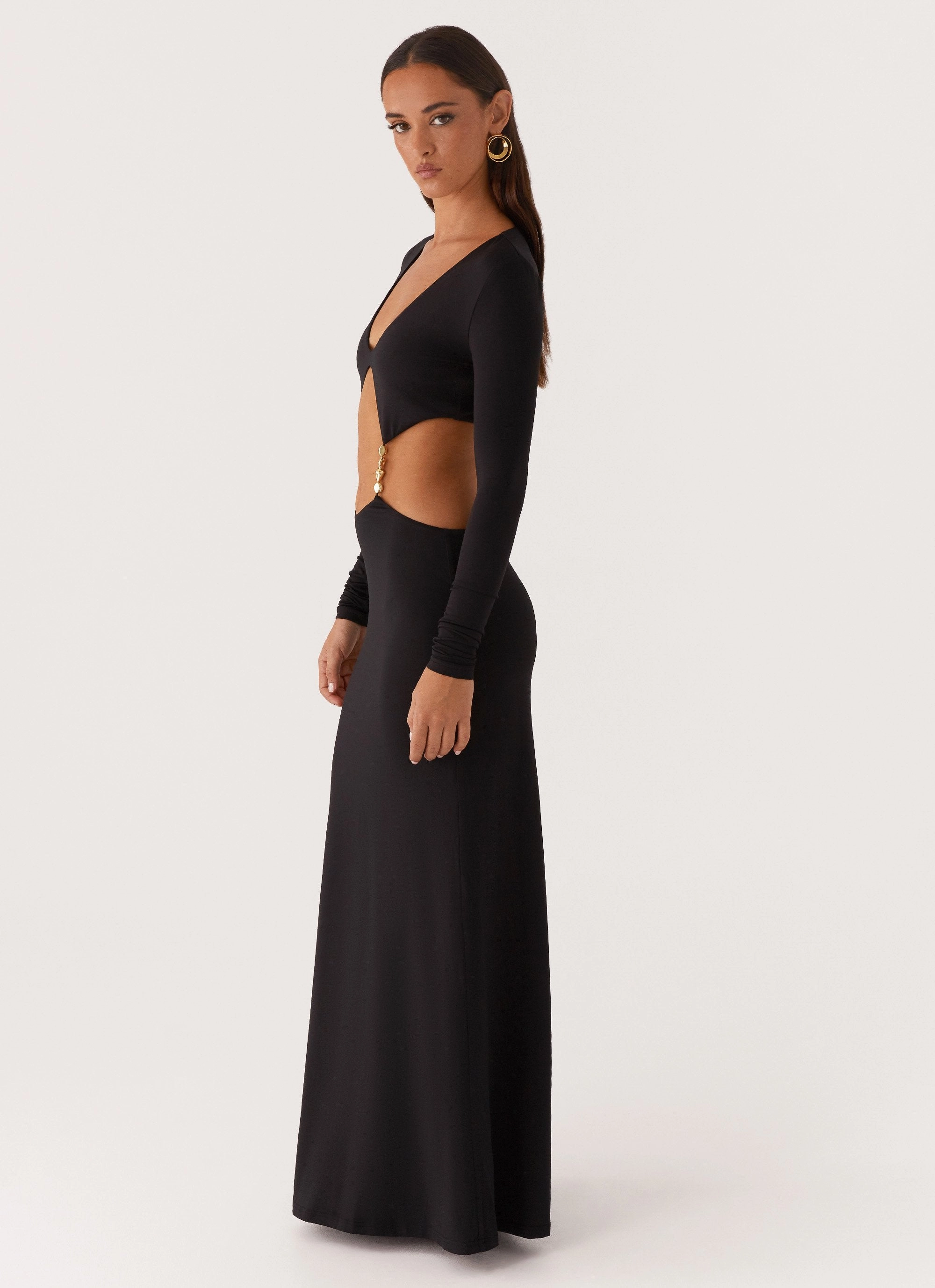 Jourdan Maxi Dress - Black Versatile Comfort Wear Hand-Wash
