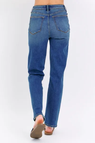Judy Blue Dk Blue High Waist Straight Fit Denim 8601