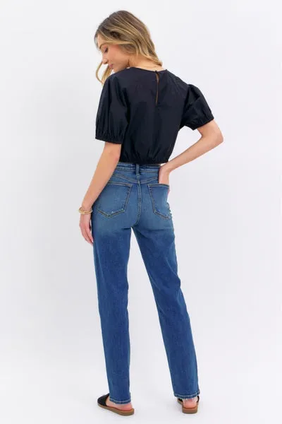 Judy Blue Dk Blue High Waist Straight Fit Denim 8601