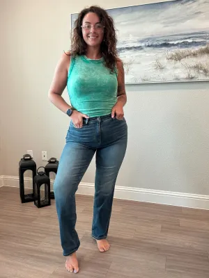 Judy Blue Dk Blue High Waist Straight Fit Denim 8601
