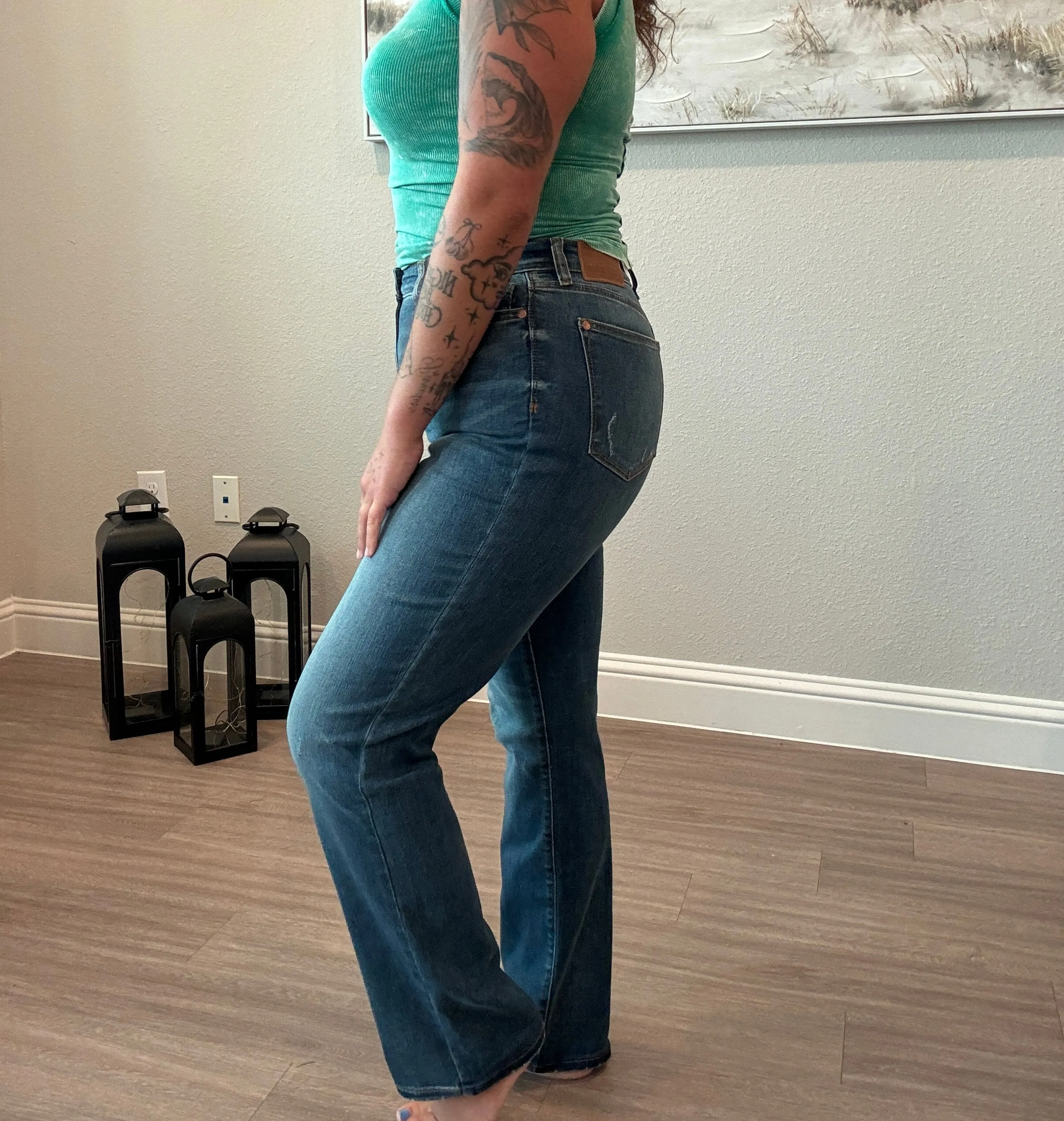 Judy Blue Dk Blue High Waist Straight Fit Denim 8601