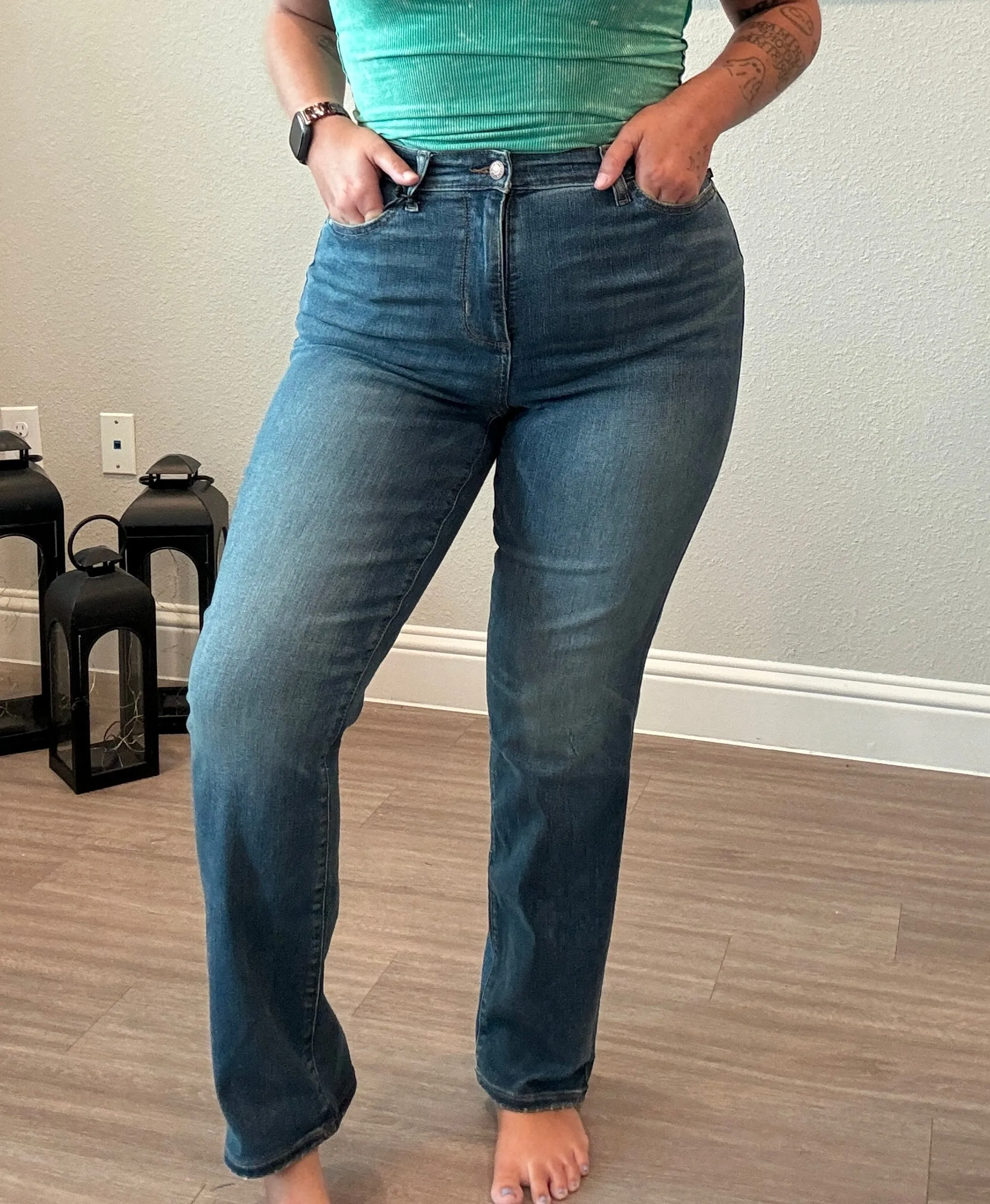 Judy Blue Dk Blue High Waist Straight Fit Denim 8601