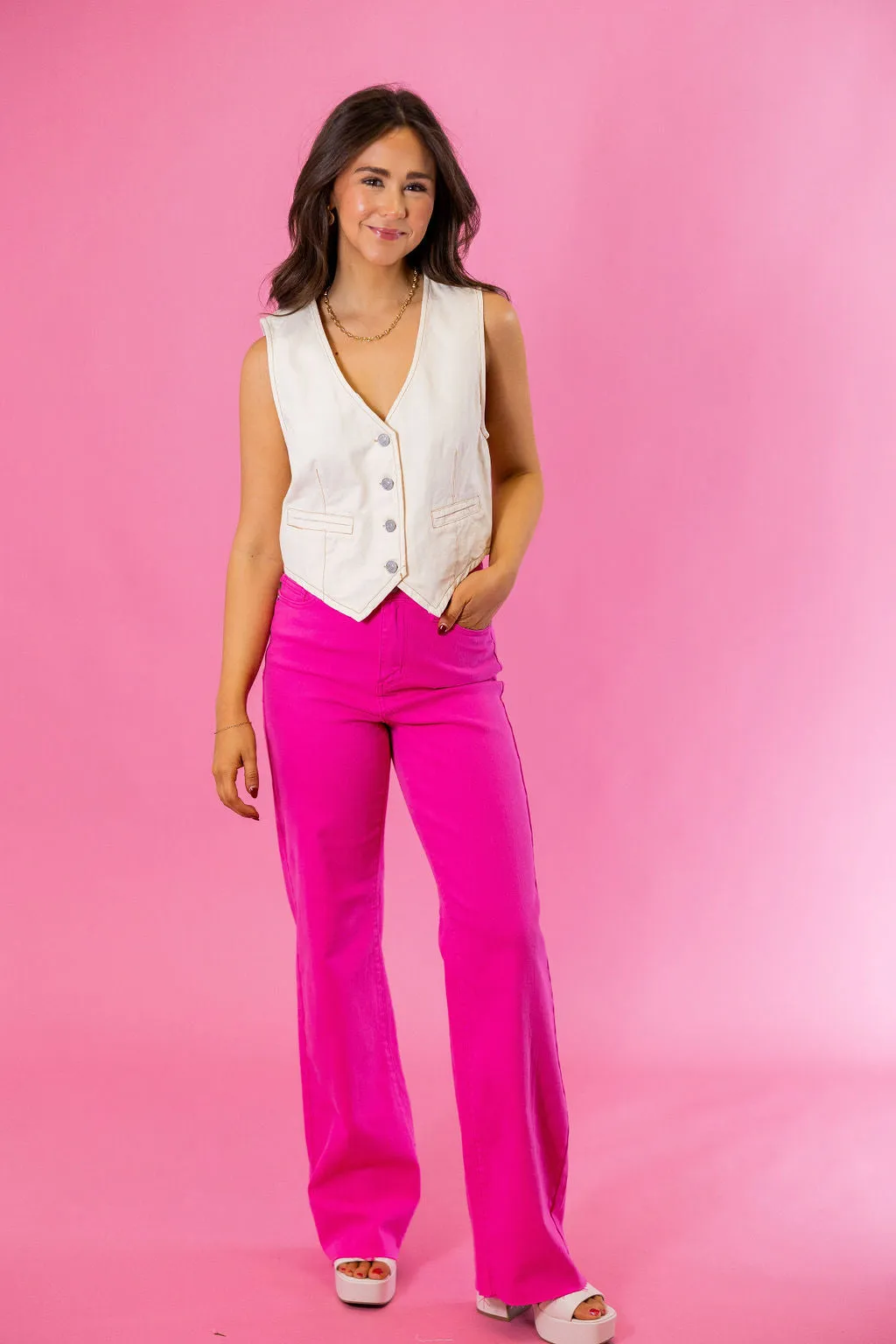 Judy Blue: High Waist Pink Dyed 90's Straight Jeans